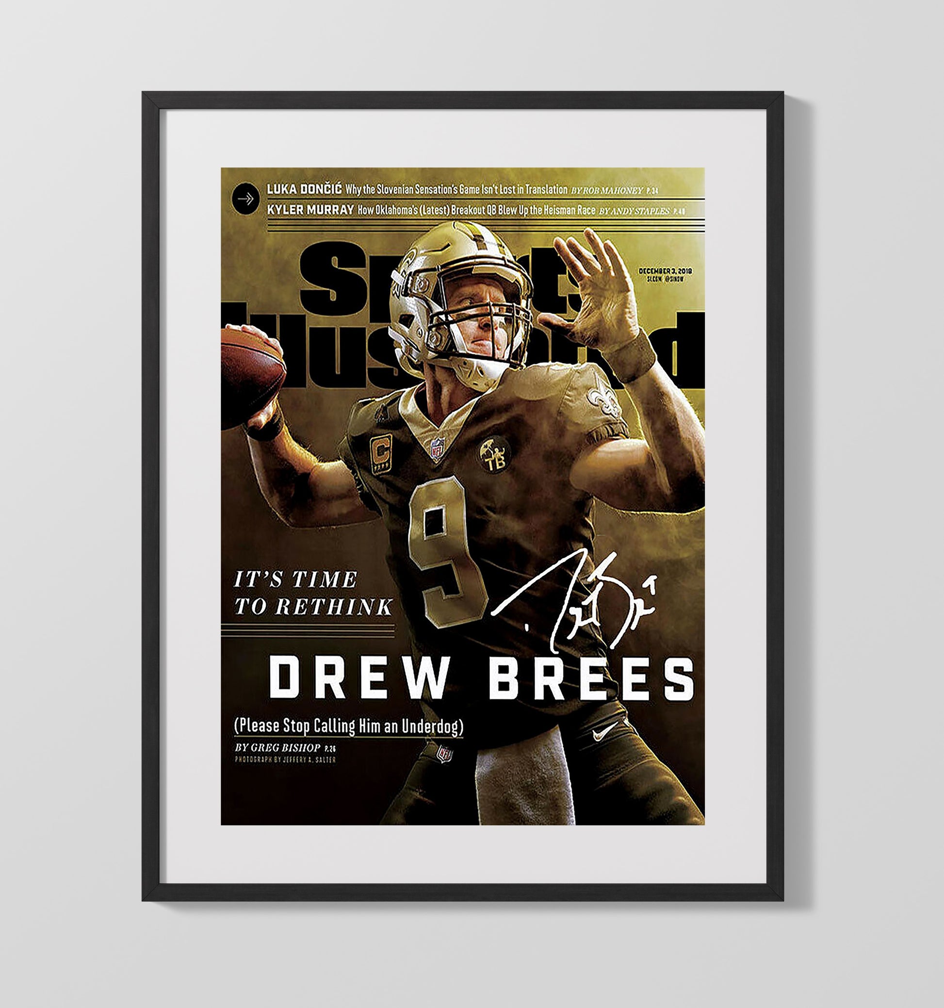 Drew Brees - Time to Rethink Vintage Football Wall Art - 16x20 Gallery Frame football decor