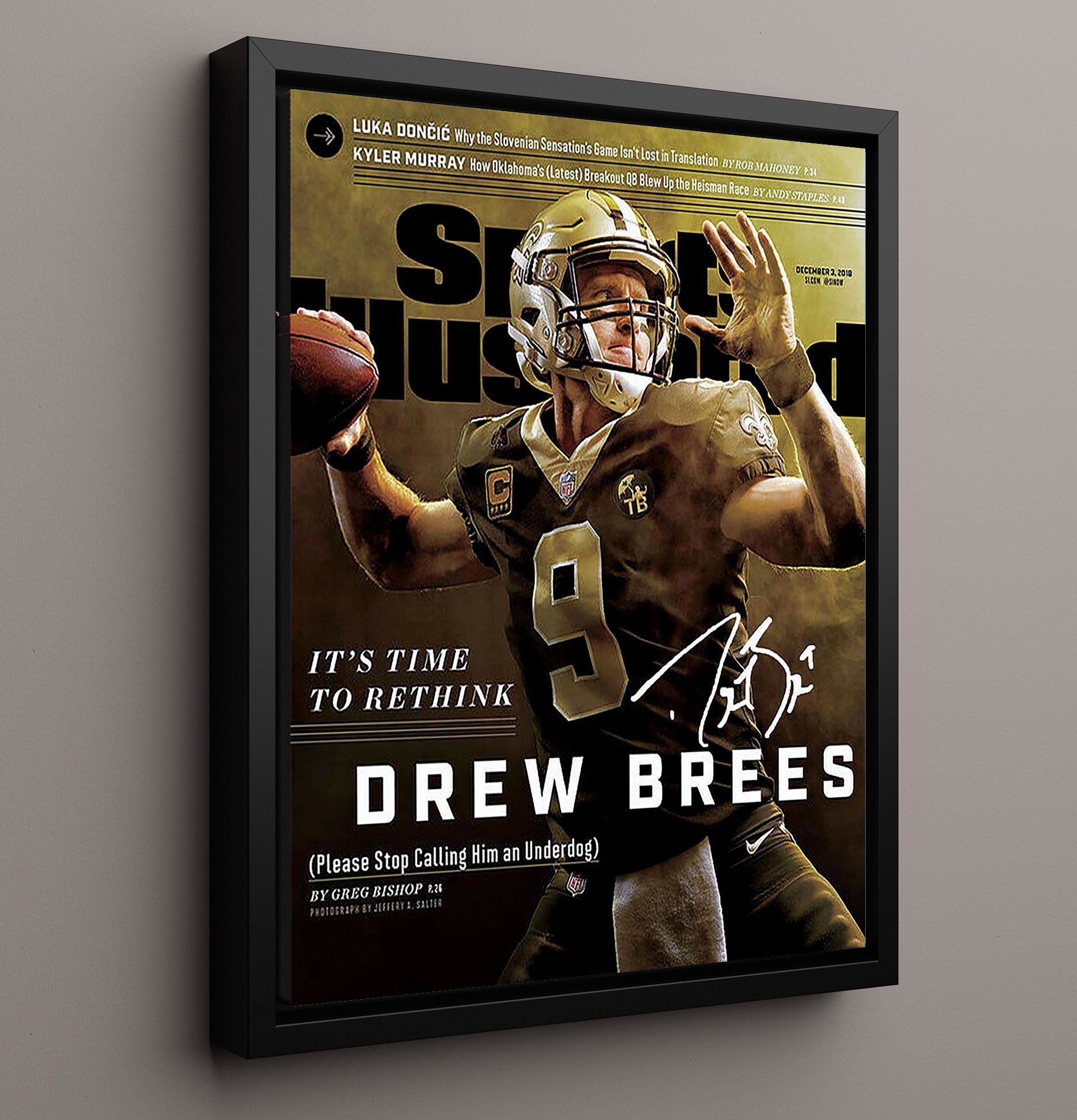 Drew Brees - Time to Rethink Vintage Football Wall Art - 16x20 Framed Canvas football decor