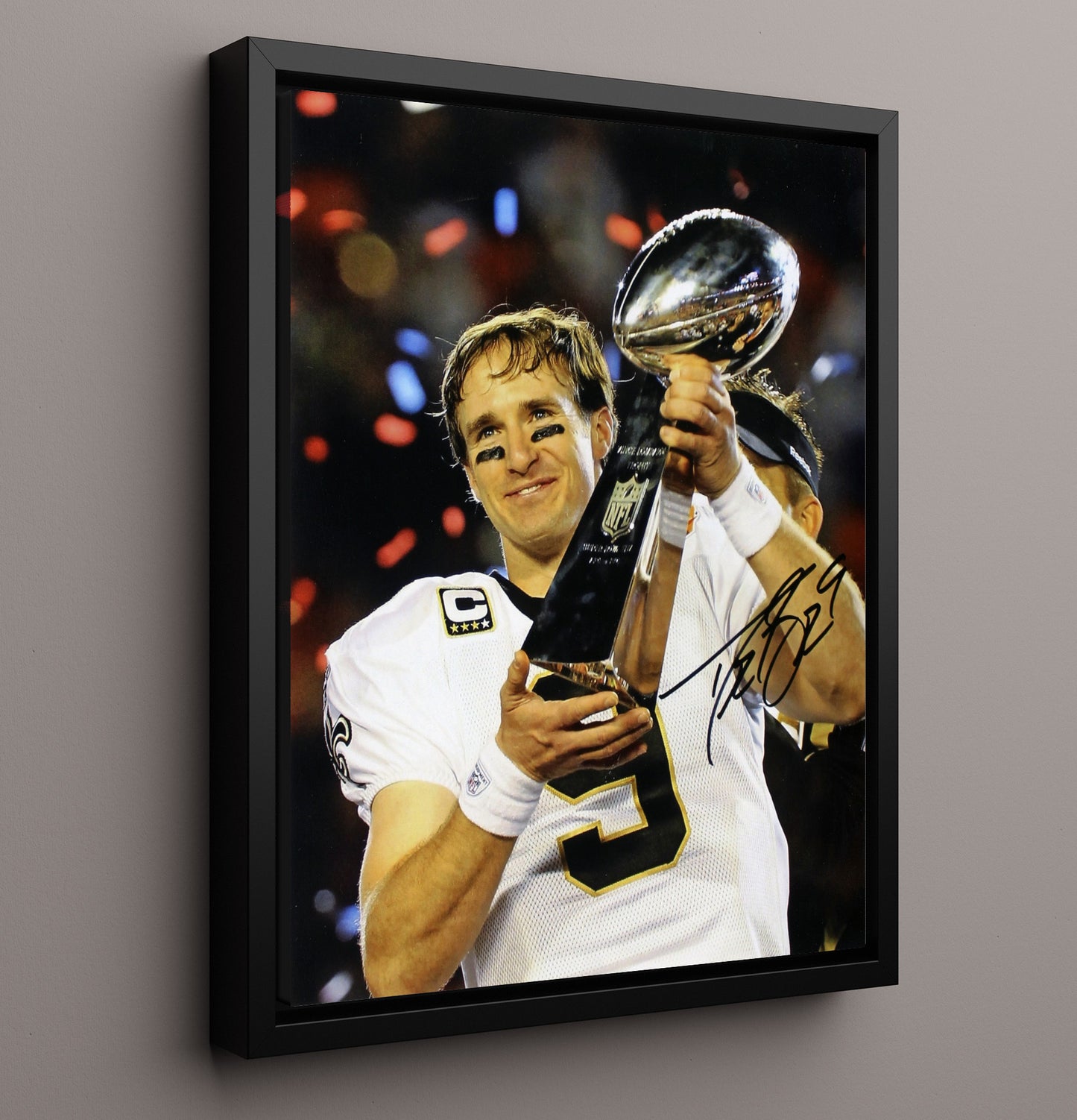 Drew Brees - Who Dat Glory Vintage Football Wall Art - 16x20 Framed Canvas football decor