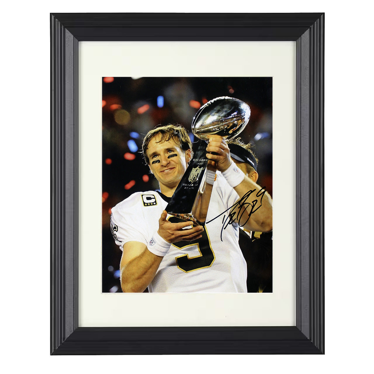 Drew Brees – Who Dat Glory Image – 8x10 black beveled framed football wall art