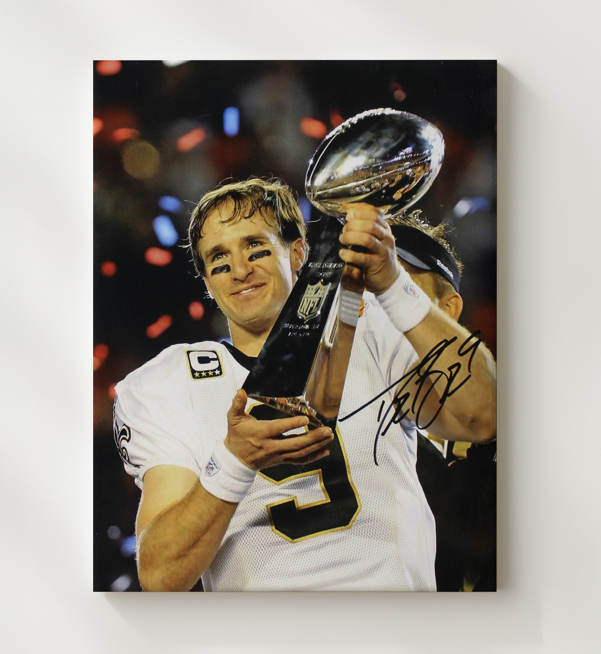 Drew Brees - Who Dat Glory Vintage Football Wall Art - 20x24 Canvas football decor