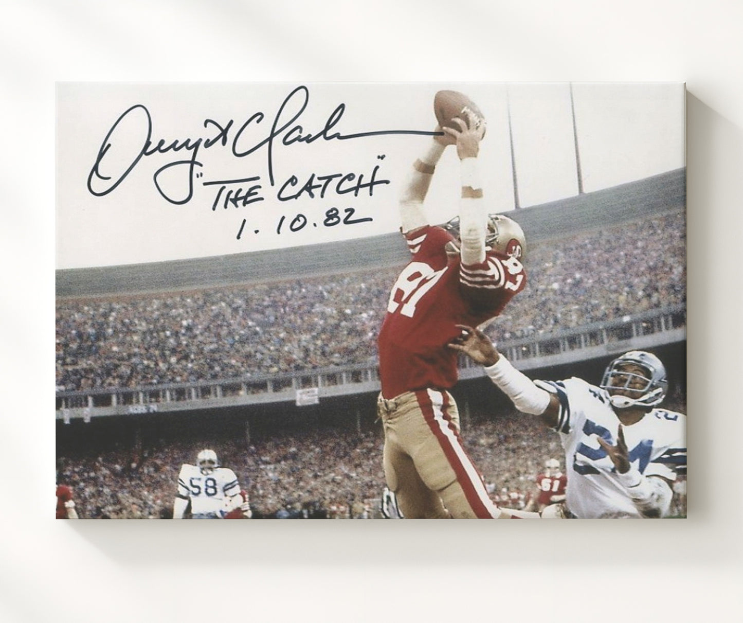 Dwight Clark - the Catch 1982 Vintage Football Wall Art - 20x24 Canvas football decor