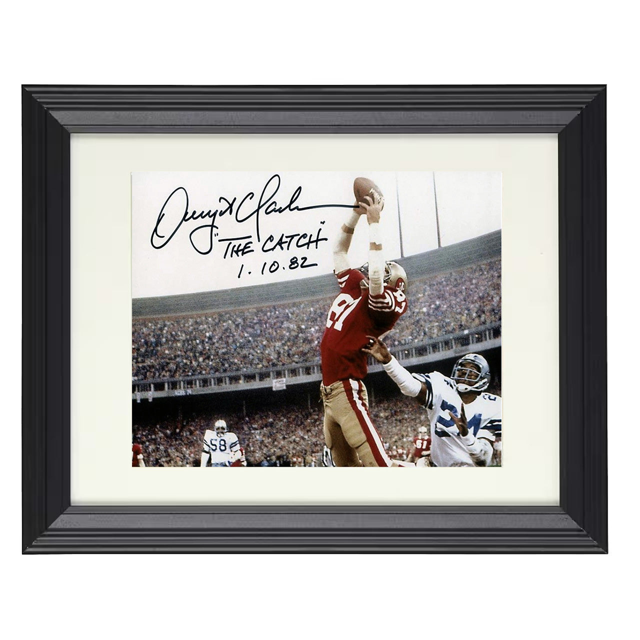 Dwight Clark – The Catch 1982 – 8x10 black beveled framed football wall art