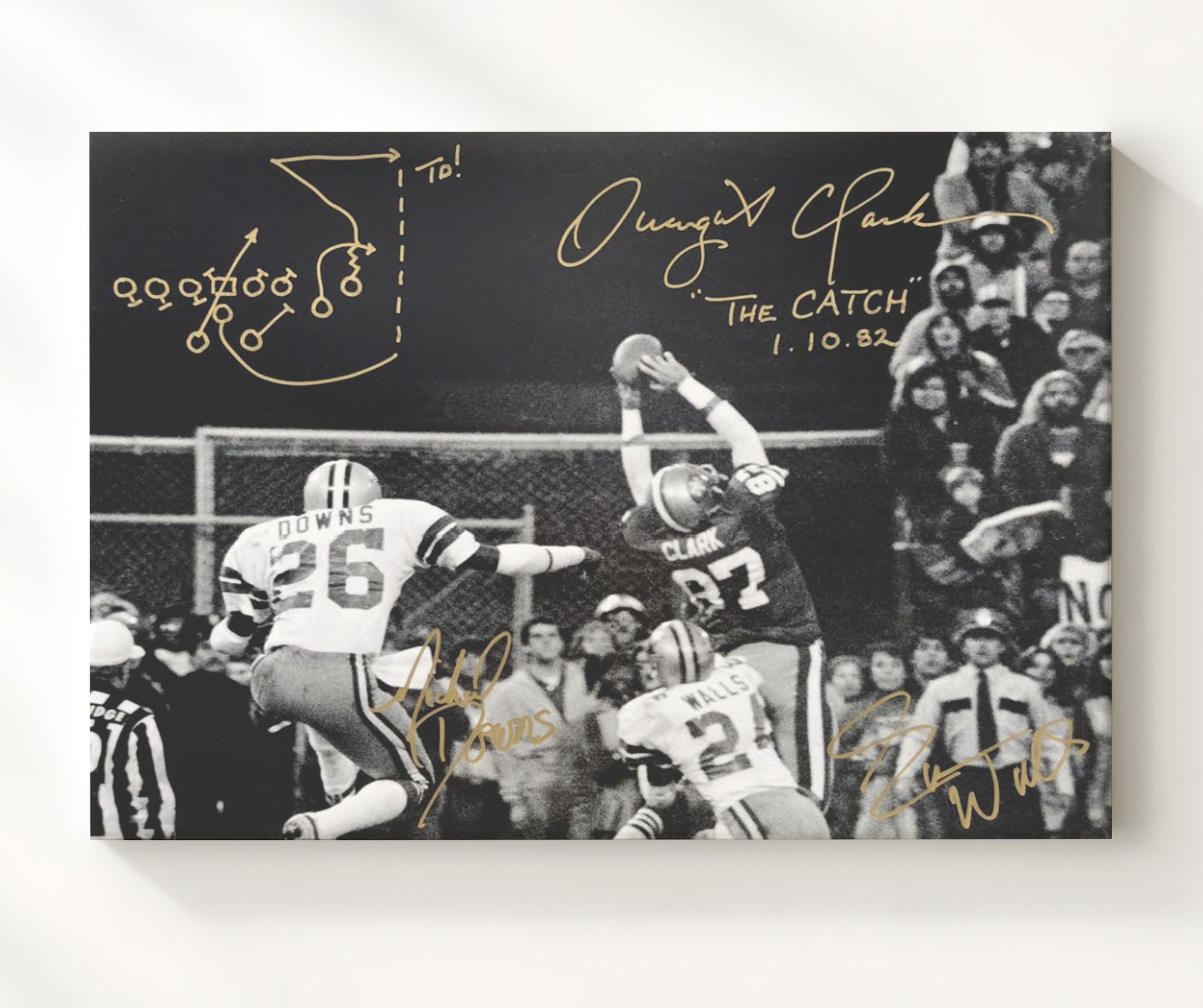 Dwight Clark - the Catch Play Drawn Football Wall Art - football wall art print