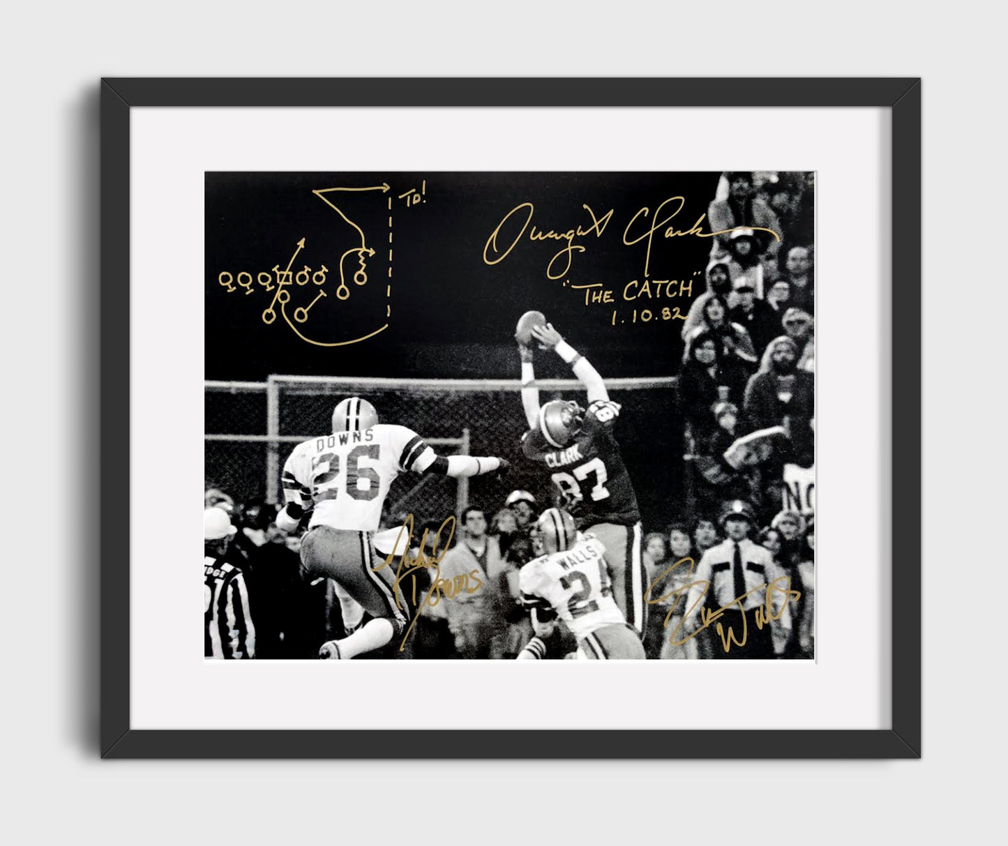 Dwight Clark - the Catch Play Drawn Vintage Football Wall Art - 16x20 Gallery Frame football decor