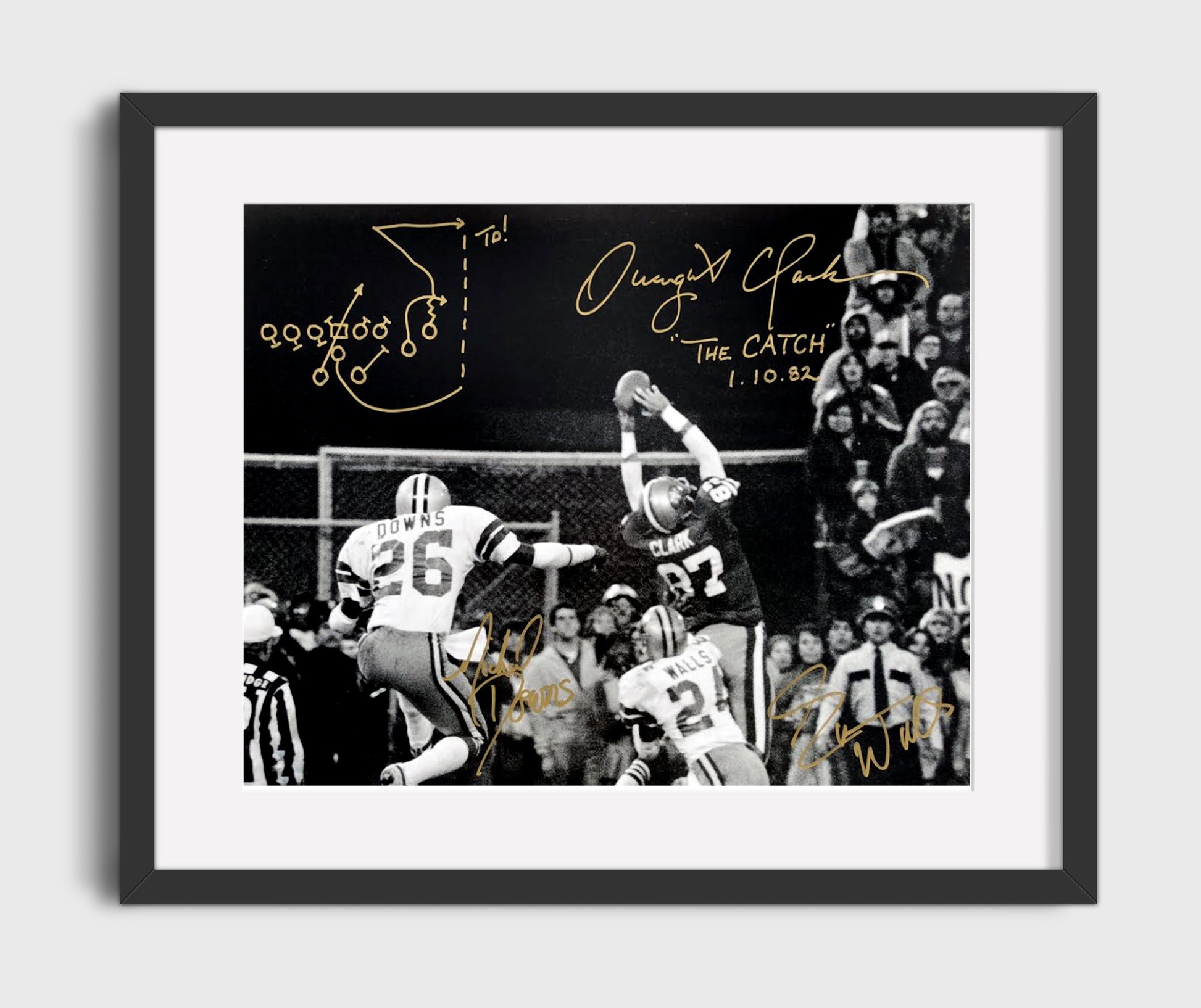 Dwight Clark - the Catch Play Drawn Vintage Football Wall Art - 16x20 Gallery Frame football decor