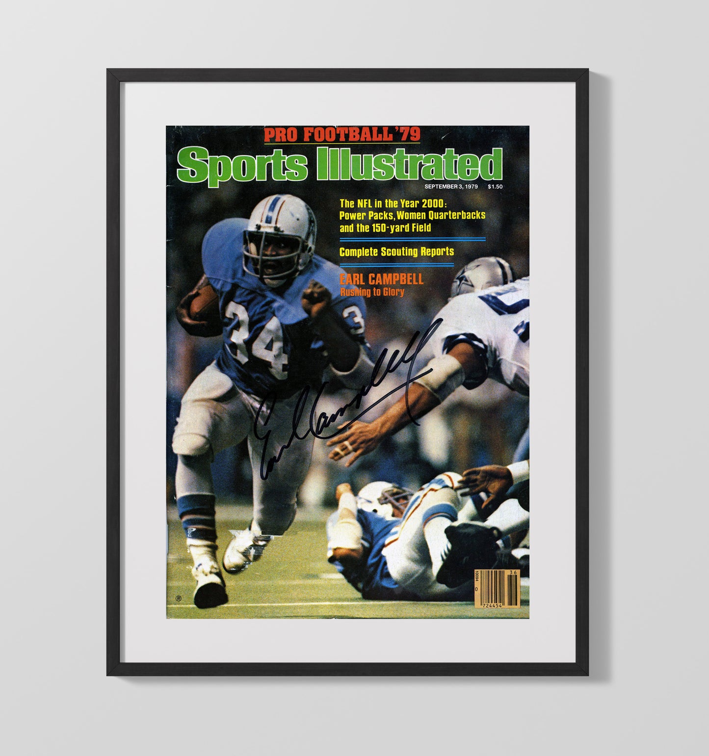 Earl Campbell - Houston Football Power Run 1979 SI Cover Football Wall Art - football wall art print