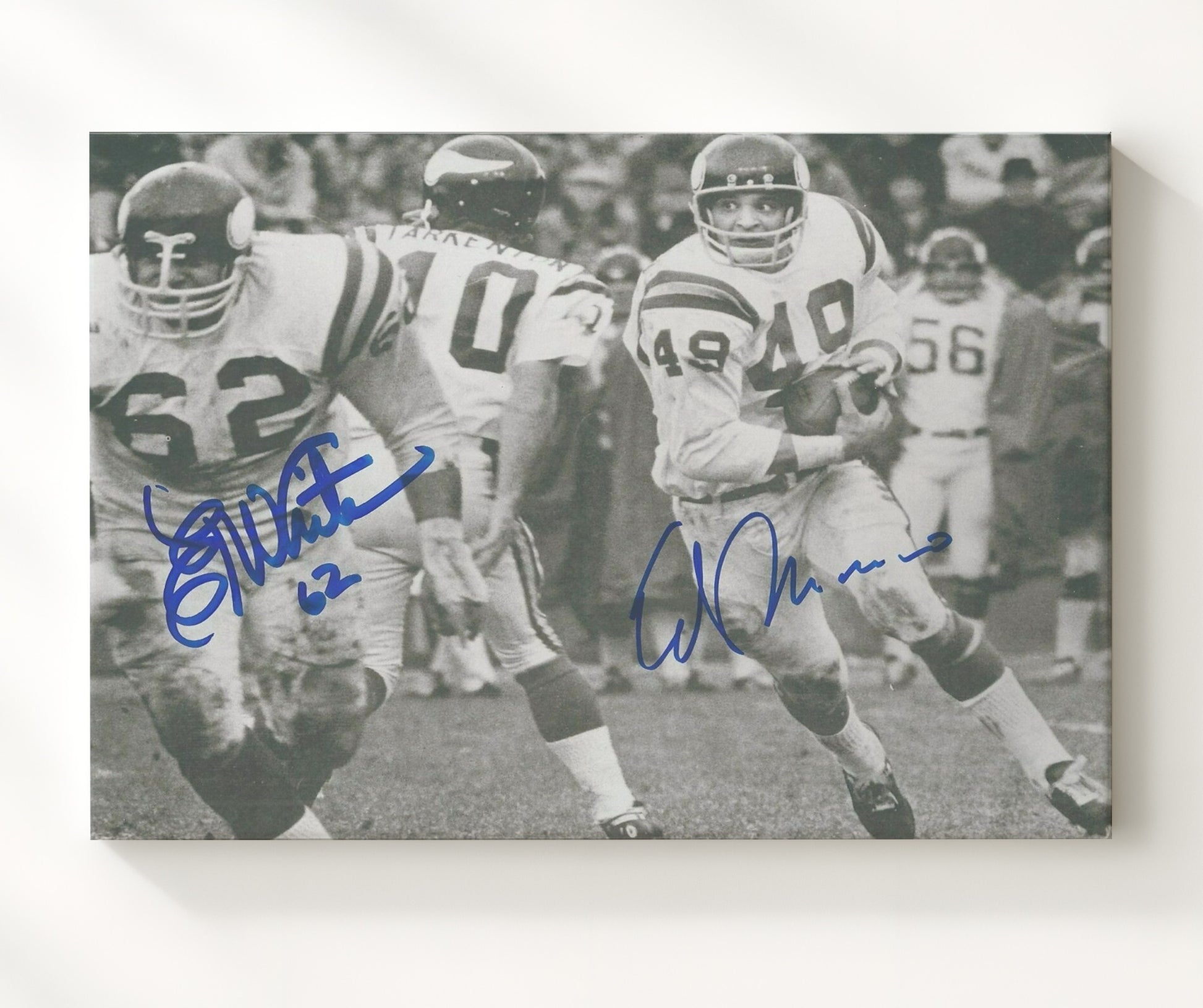 Ed Marinaro and Ed White Minnesota Run Behind Blocker Football Wall Art 16x20 Canvas Wall Art wall art print - Football decor
