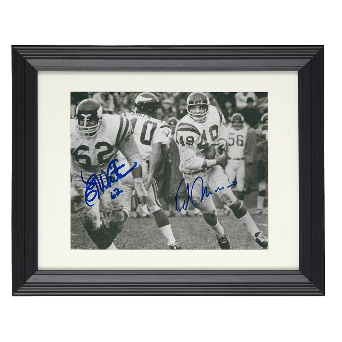 Ed Marinaro and Ed White - Minnesota Football Run Behind Blocker 8x10 Beveled Frame vintage football wall art