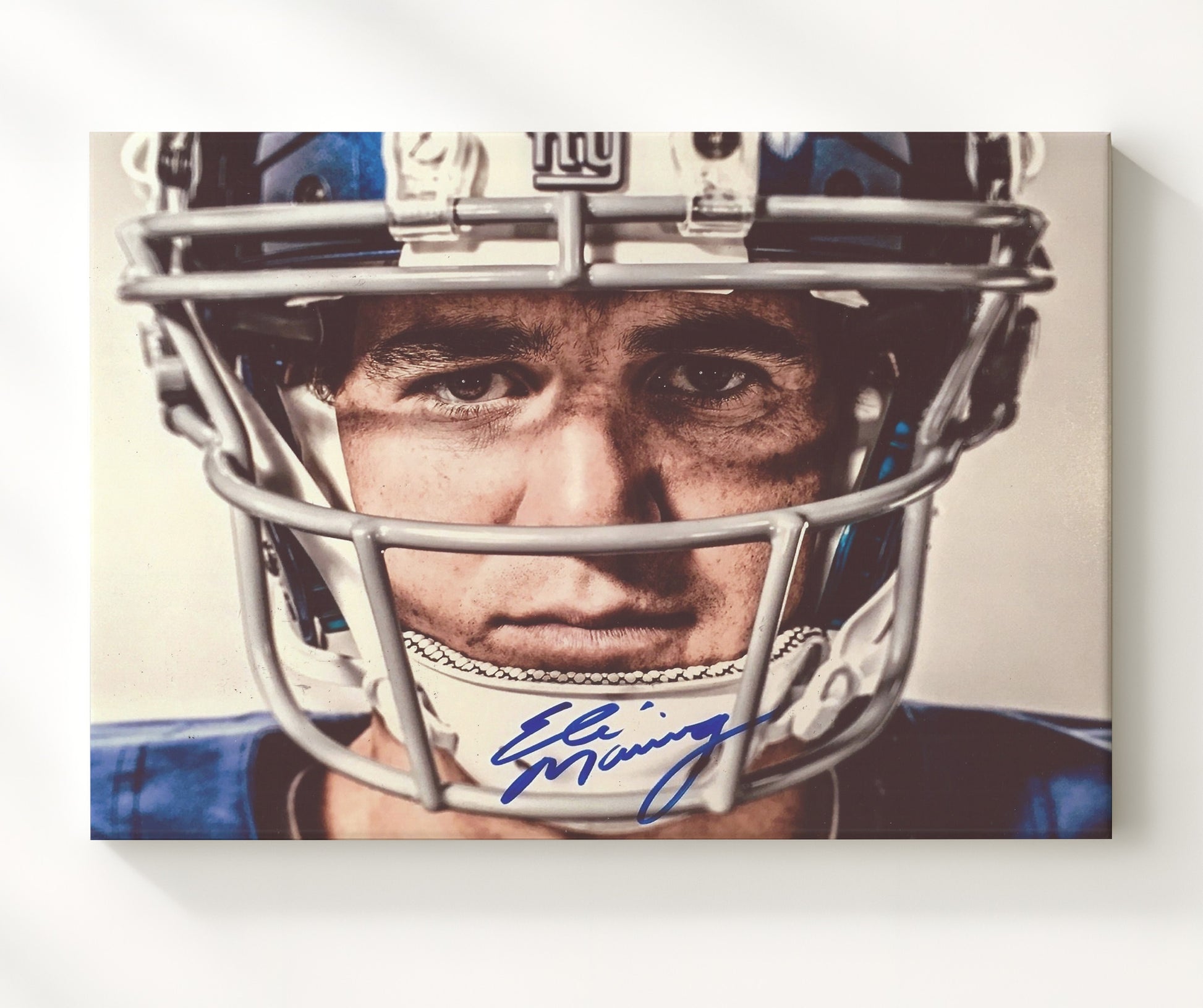 Eli Manning - Big Blue Focus Football Wall Art - football wall art print