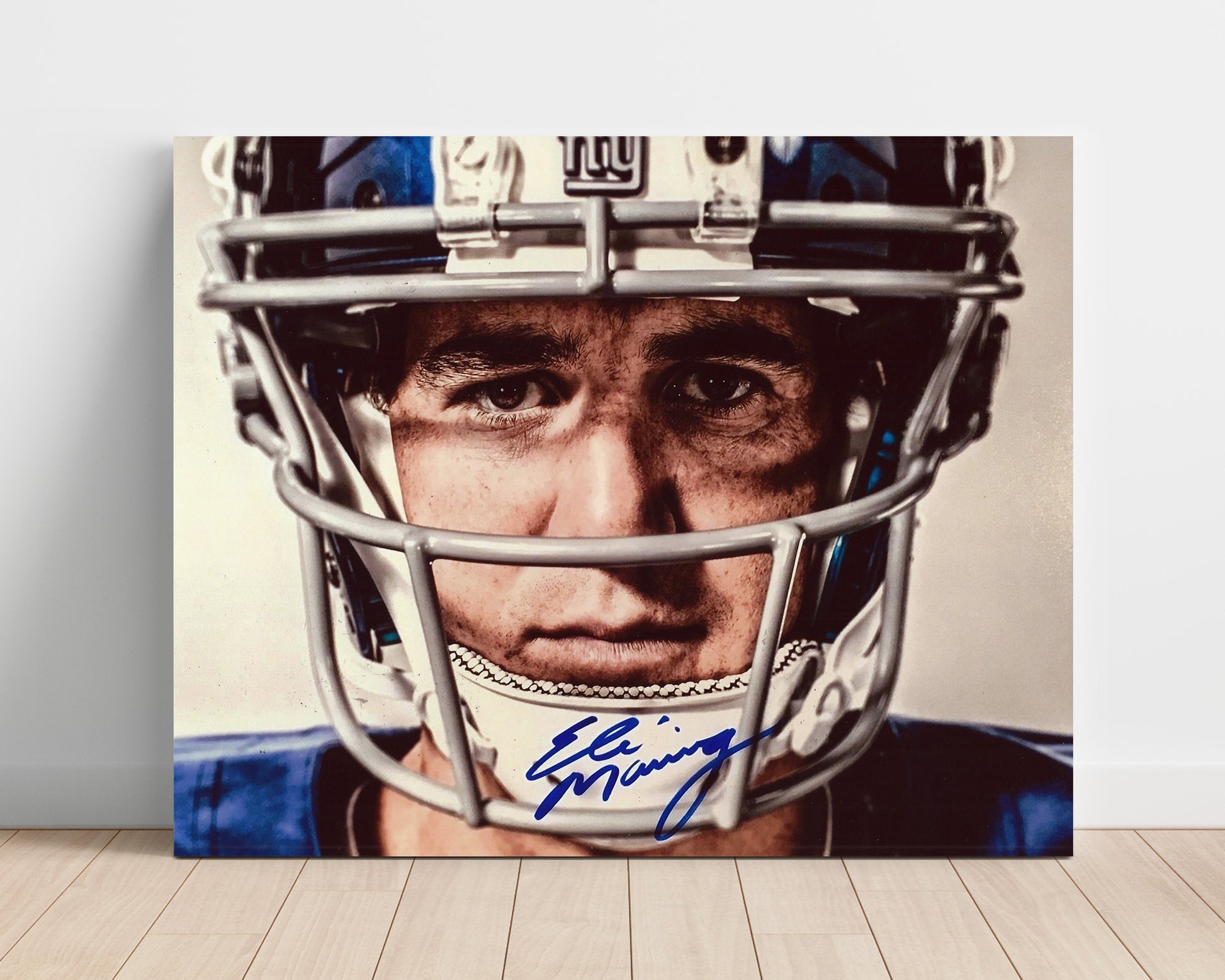 Eli Manning - Big Blue Focus Vintage Football Wall Art - 16x20 Unframed Print football decor