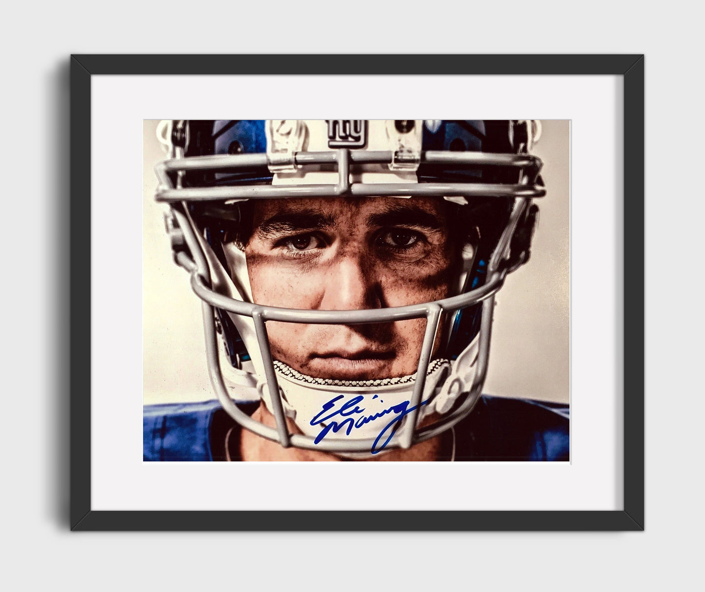 Eli Manning - Big Blue Focus Vintage Football Wall Art - 16x20 Gallery Frame football decor