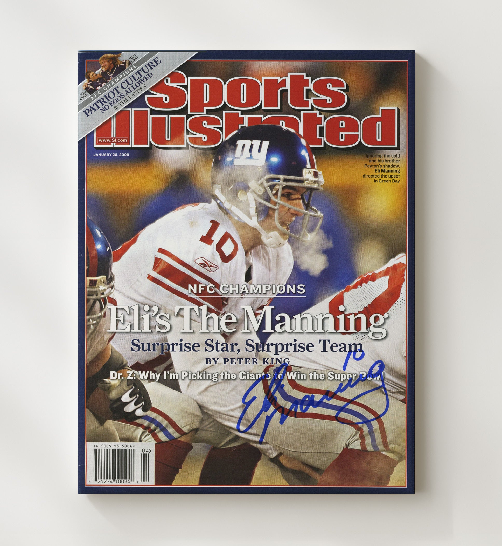 Eli Manning - New York football NFC Champions Elis the Manning Feature 2008 SI Cover Vintage Football Wall Art - 20x24 Canvas football decor
