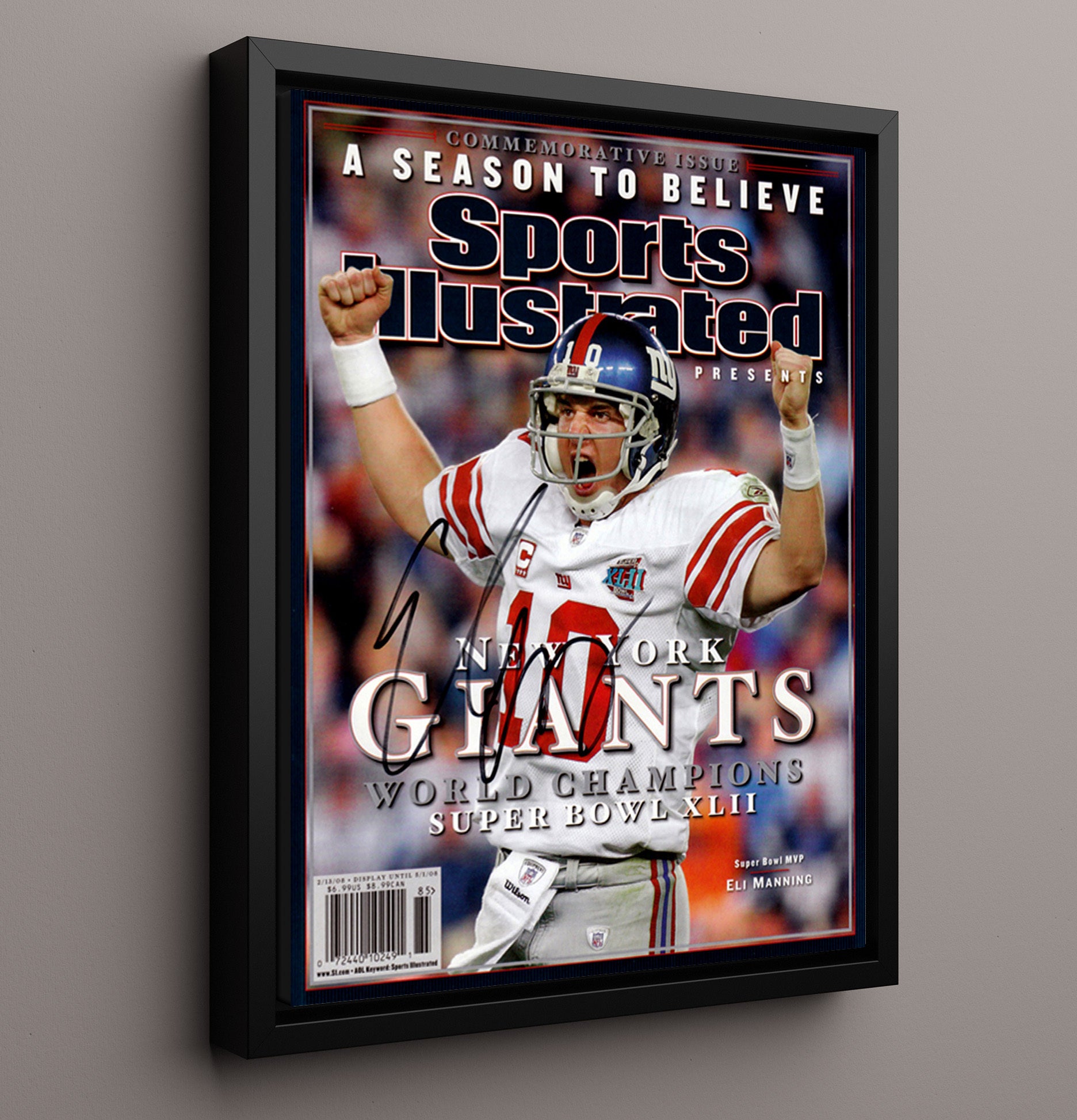 Eli Manning - New York Football Super Bowl Xlii Celebration 2008 SI Cover Football Wall Art - football wall art print