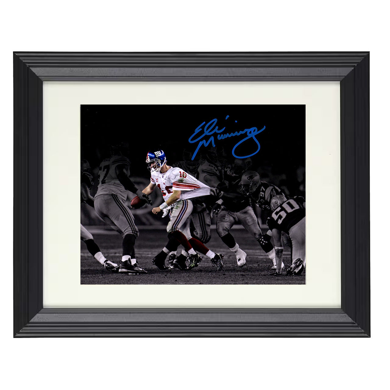 Eli Manning – The Escape Throw – 8x10 black beveled framed football wall art
