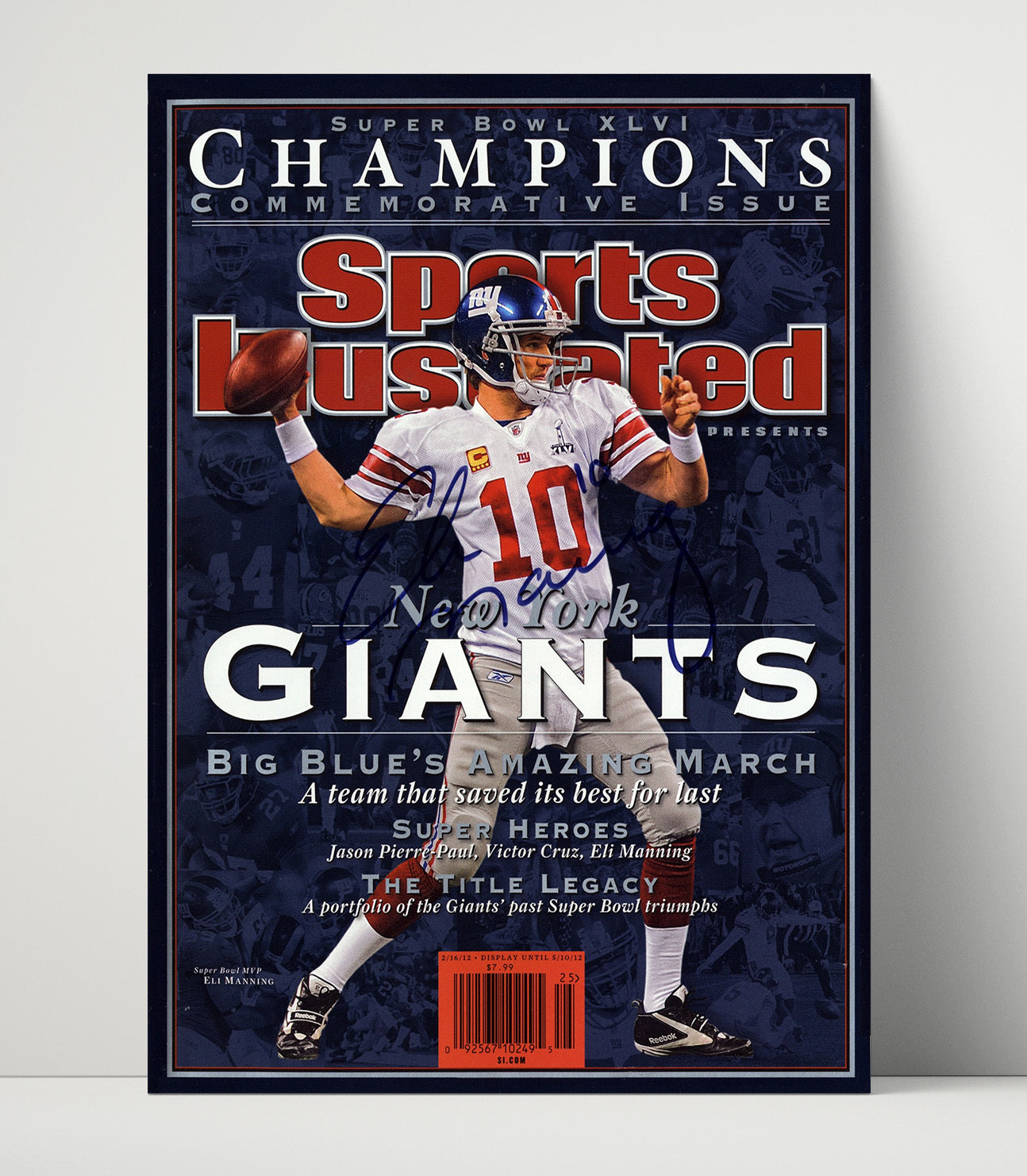 Eli Manning Super Bowl Xlvi - Big Blue March Football Wall Art - football wall art print
