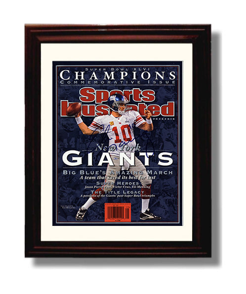 Eli Manning Super Bowl XLVI - Big Blue March 8x10 Canvas vintage football wall art