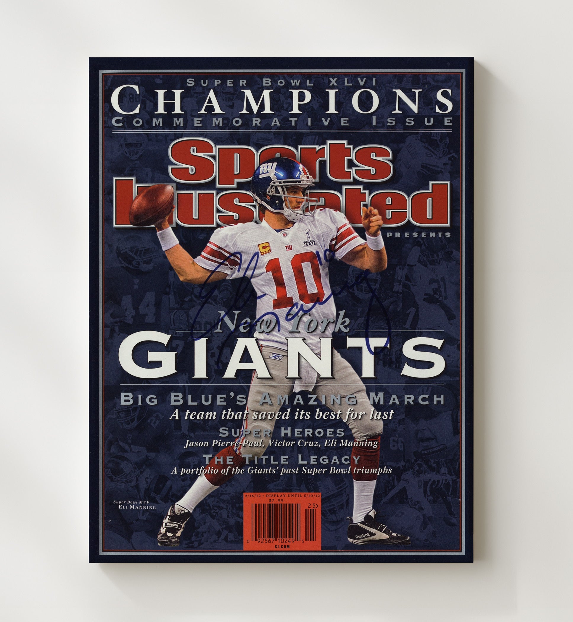 Eli Manning Super Bowl Xlvi - Big Blue March Football Wall Art - football wall art print