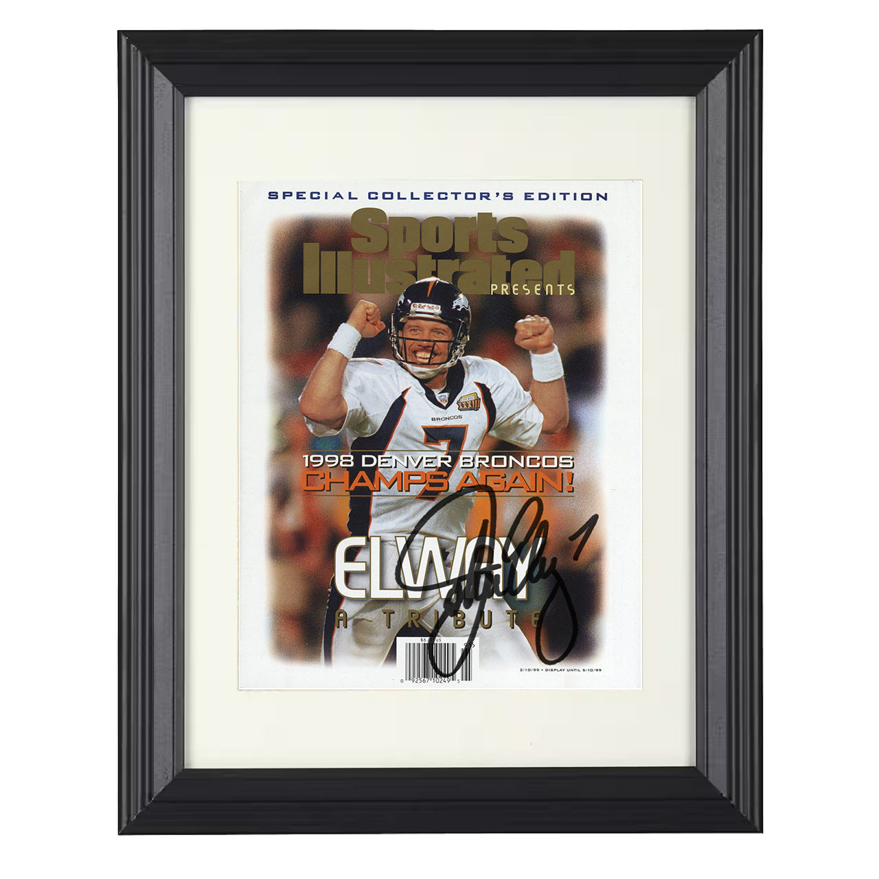 Elway Back-to-Back – Denver Dynasty Image – 8x10 black beveled framed football wall art