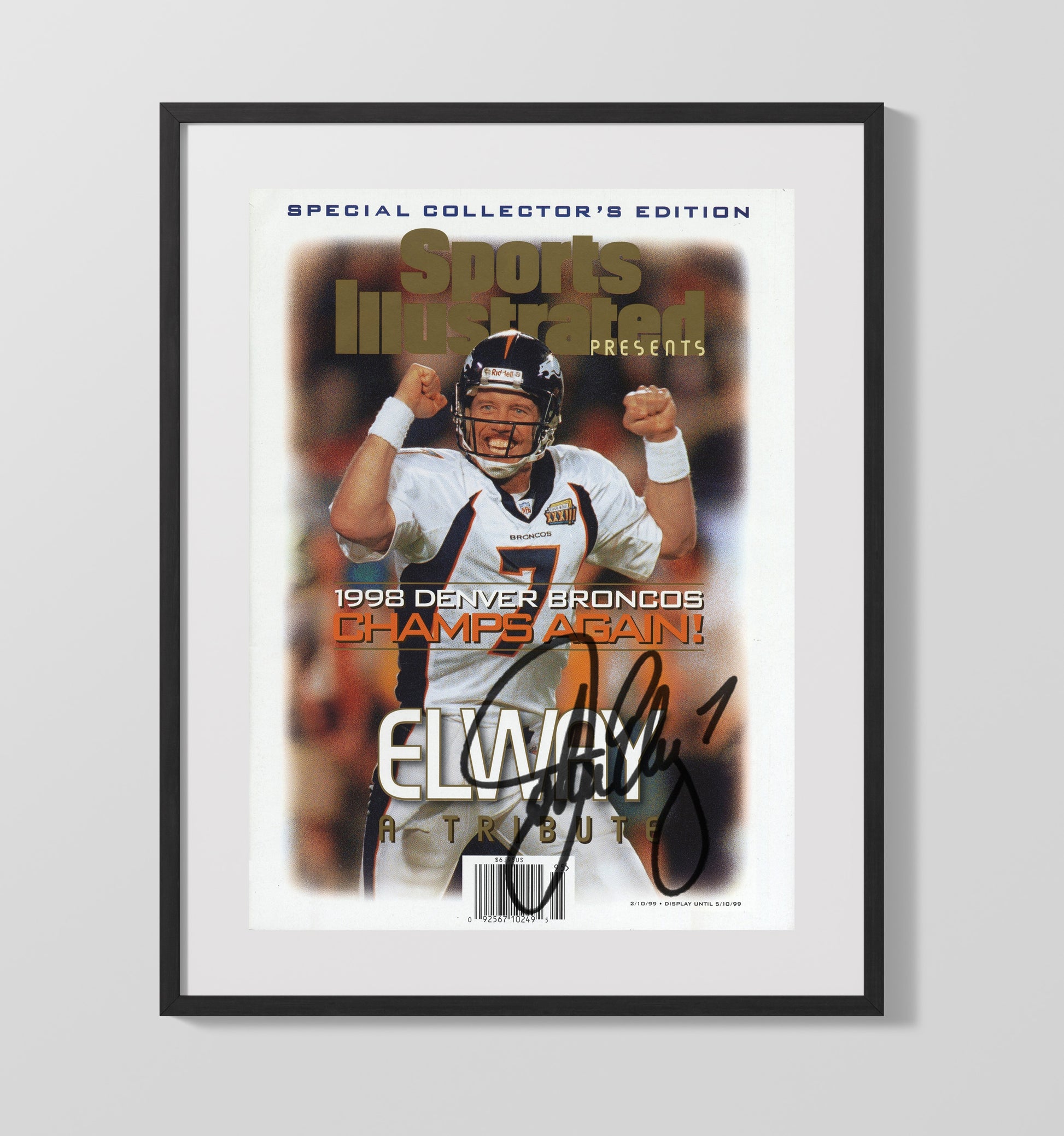 Elway Back-to-Back - Denver Dynasty Vintage Football Wall Art - 16x20 Gallery Frame football decor