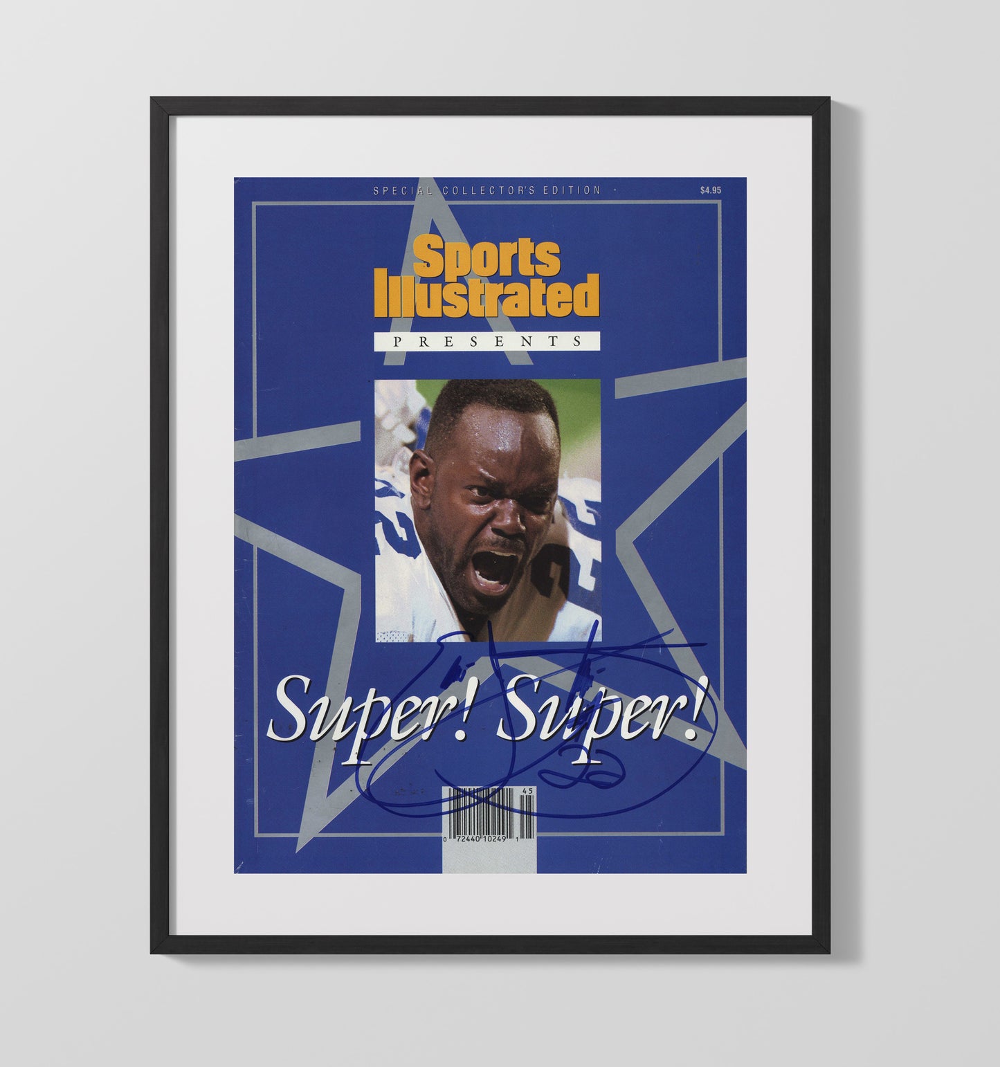Emmitt Smith - Dallas football Championship Commemorative Run 1996 SI Cover Vintage Football Wall Art - 16x20 Gallery Frame football decor