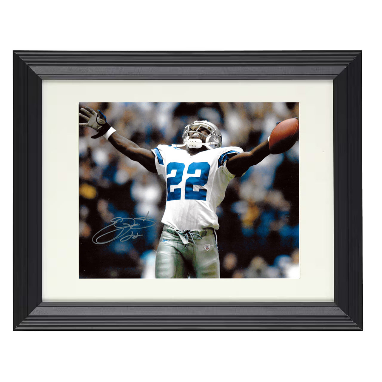 Emmitt Smith – Touchdown Glory – 8x10 black beveled framed football wall art