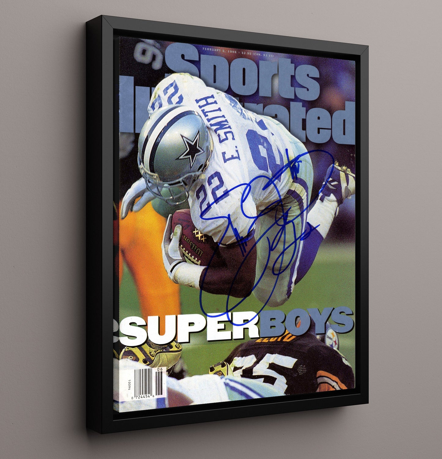 Emmitt Smith Superboys - Star Power Vintage Football Wall Art - 16x20 Framed Canvas football decor