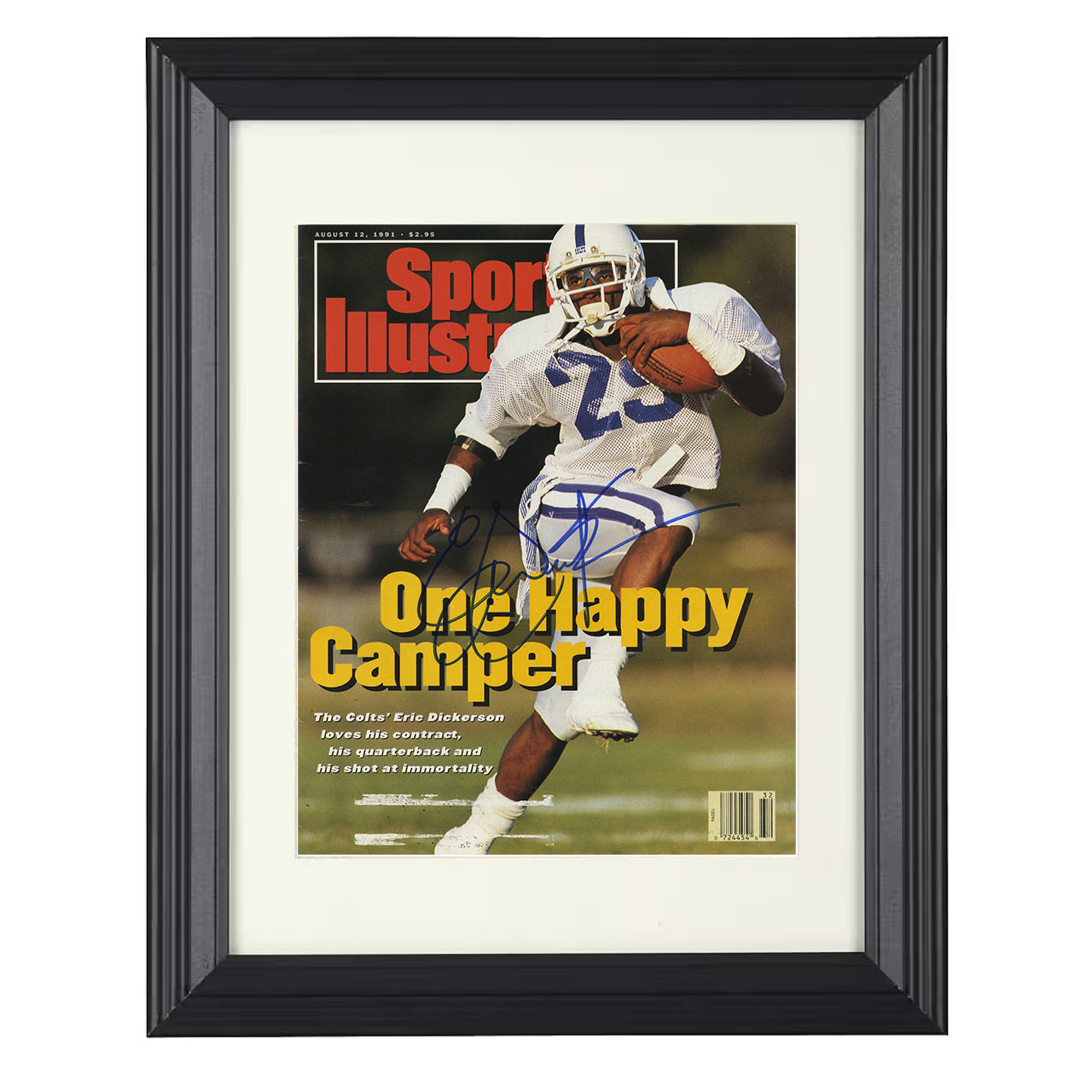 Eric Dickerson – Indianapolis One Happy Camper 1991 SI – 8x10 black beveled framed football wall art