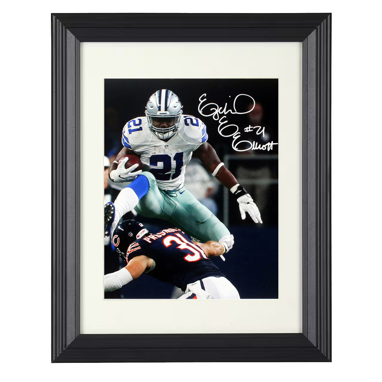 Ezekiel Elliott – Zeke Hurdle Image – 8x10 black beveled framed football wall art