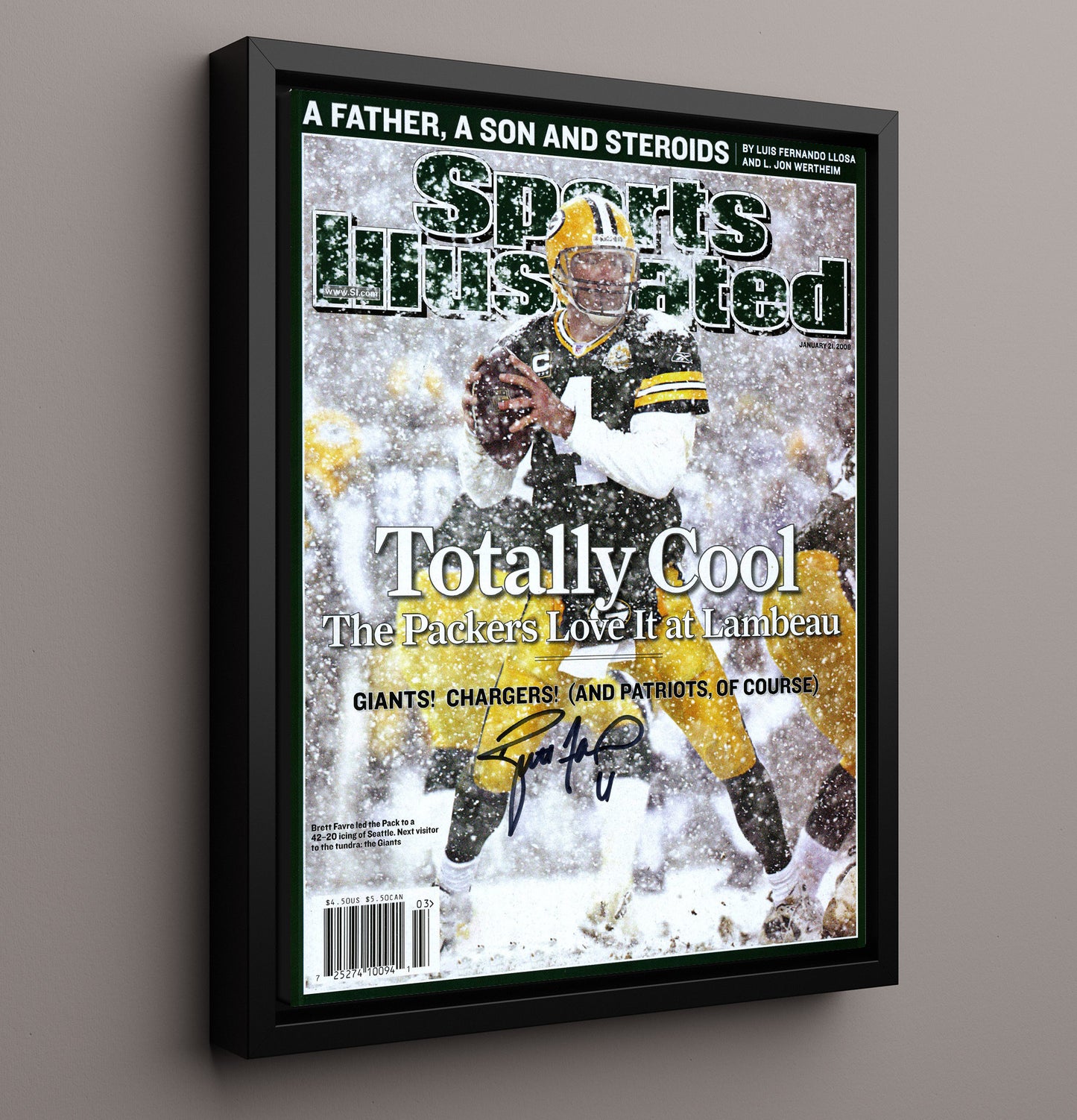 Favre Totally Cool - Snow and Swagger Vintage Football Wall Art - 16x20 Framed Canvas football decor