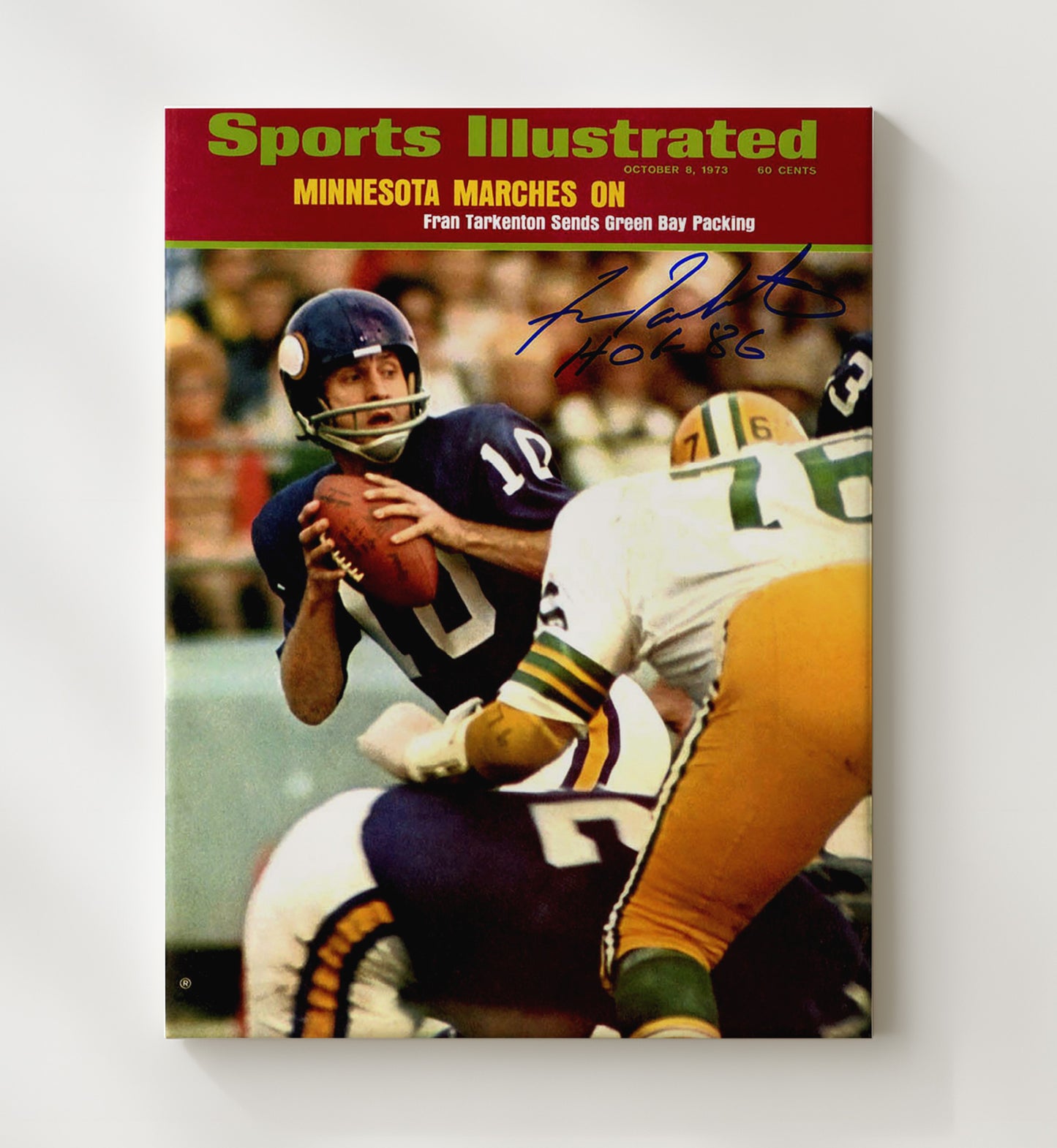 Fran Tarkenton - Minnesota Football SI Cover Passing vs Green Bay 1973 Football Wall Art - football wall art print