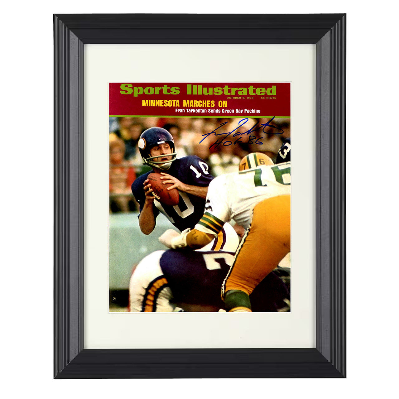 Fran Tarkenton – Minnesota Passing Vs Green Bay 1973 SI – 8x10 black beveled framed football wall art