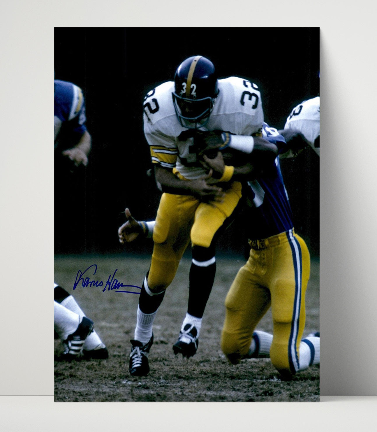 Franco Harris - Pittsburgh football Power Run Through Line Vintage Football Wall Art - 16x20 Unframed Print football decor