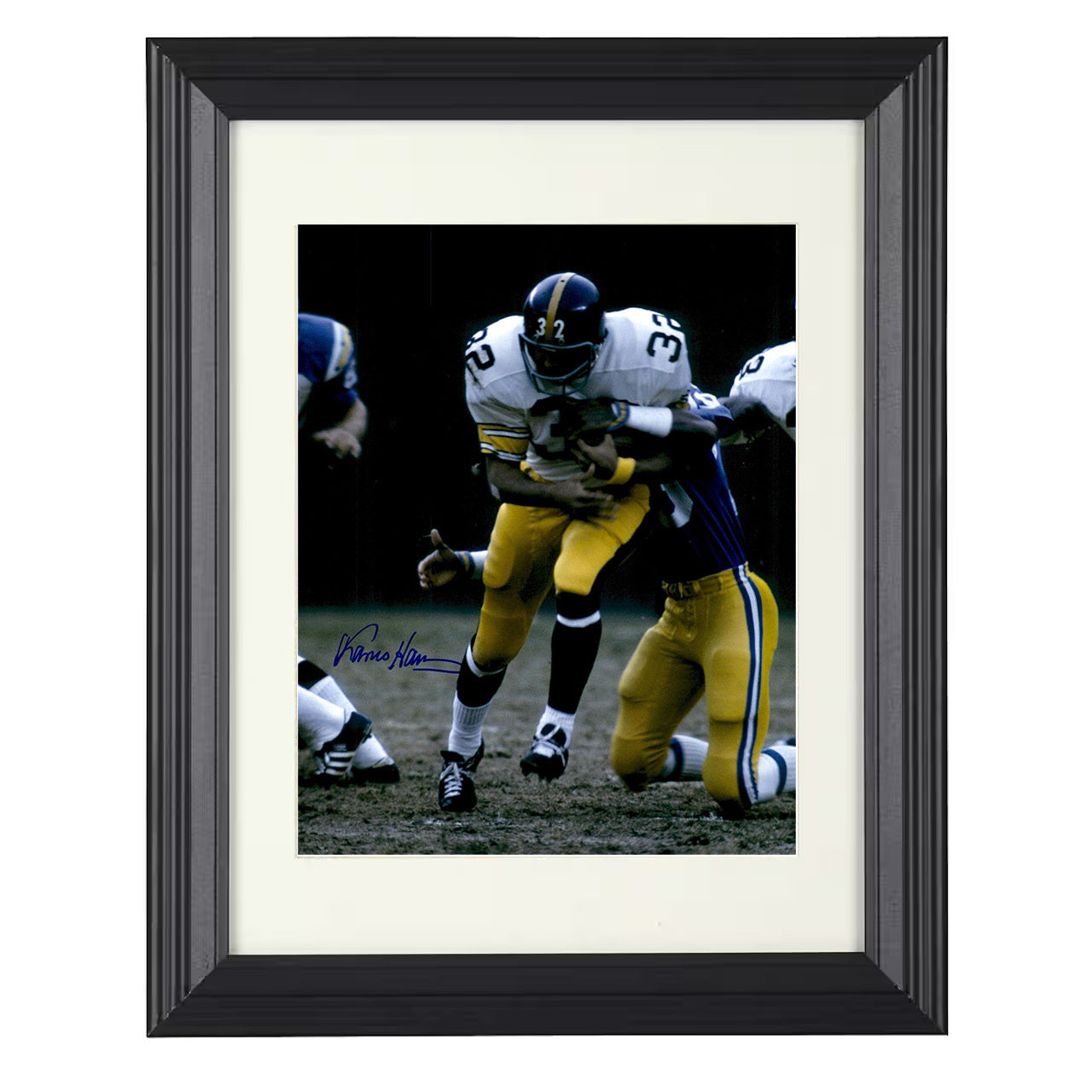 Franco Harris – Pittsburgh Power Run Through Line – 8x10 black beveled framed football wall art
