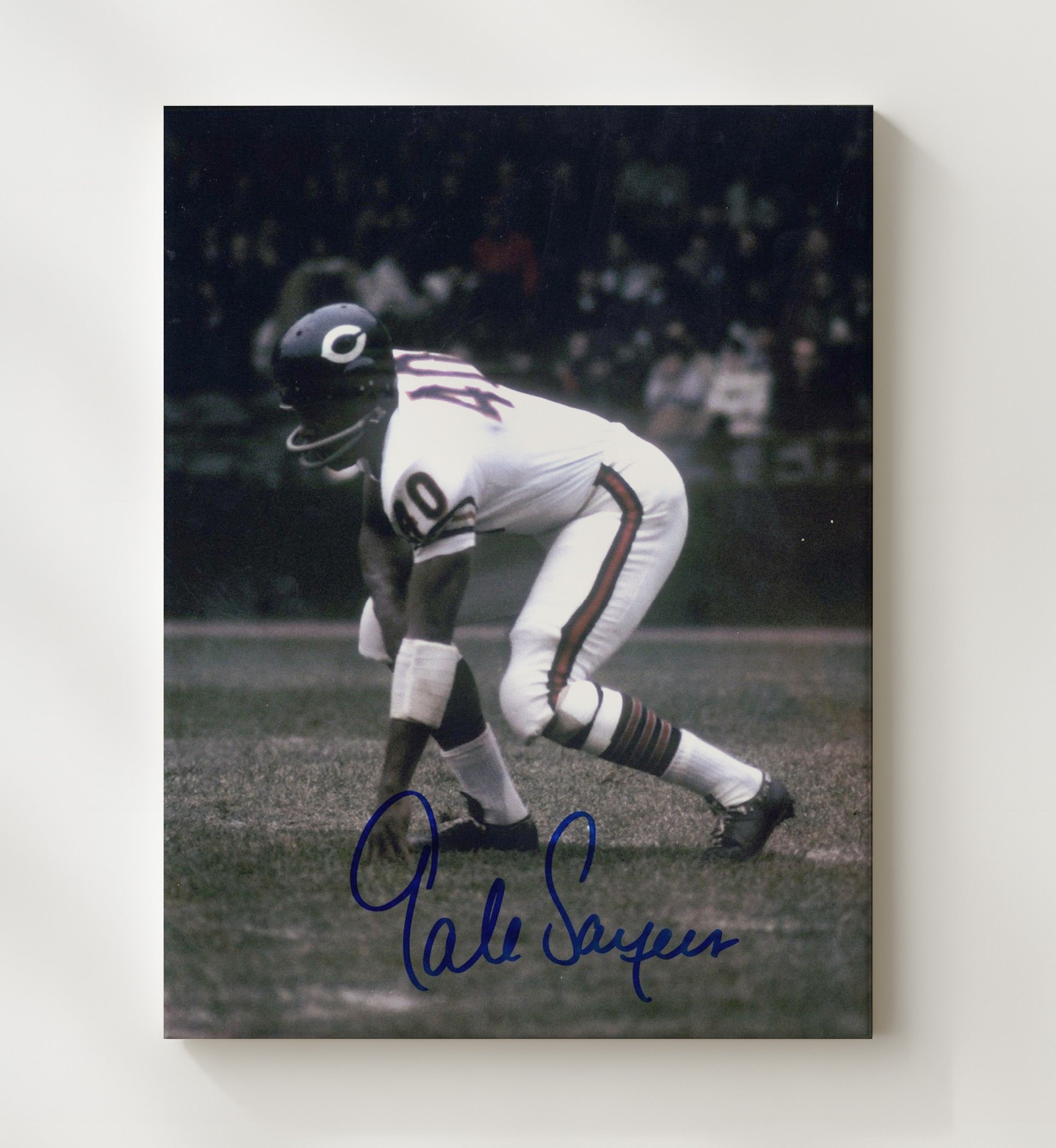 Gale Sayers - Chicago Football Three Point Stance Spotlight Football Wall Art - football wall art print