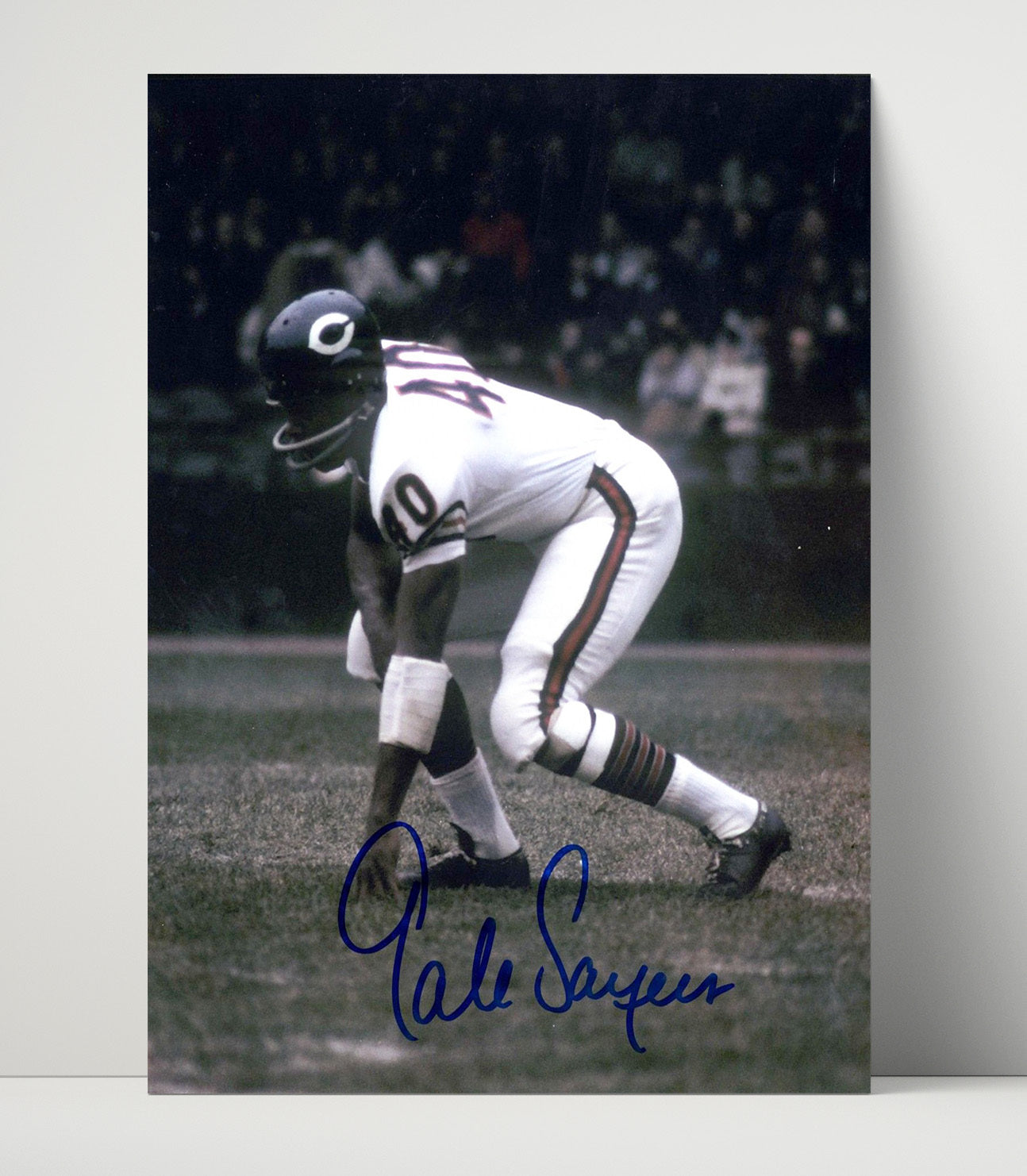 Gale Sayers - Chicago football Three Point Stance Spotlight Vintage Football Wall Art - 16x20 Unframed Print football decor