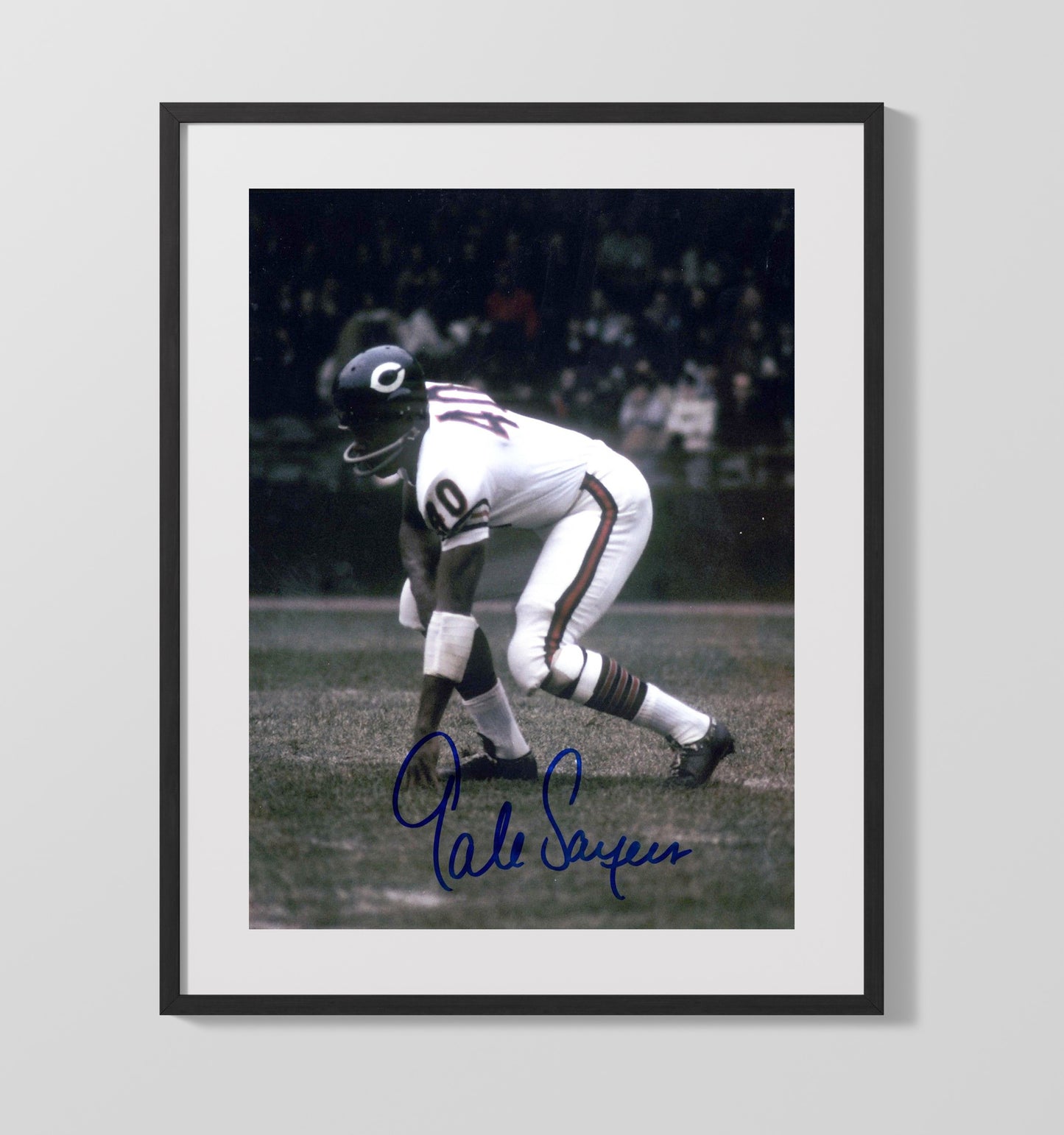 Gale Sayers - Chicago football Three Point Stance Spotlight Vintage Football Wall Art - 16x20 Gallery Frame football decor