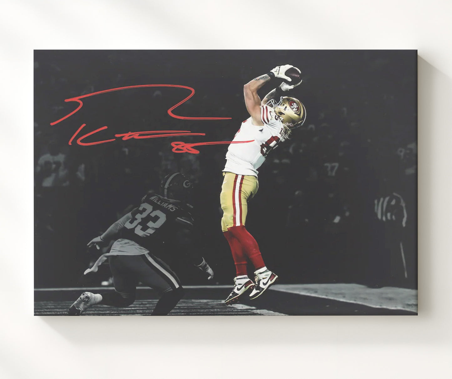 George Kittle - Niners Beast Vintage Football Wall Art - 20x24 Canvas football decor