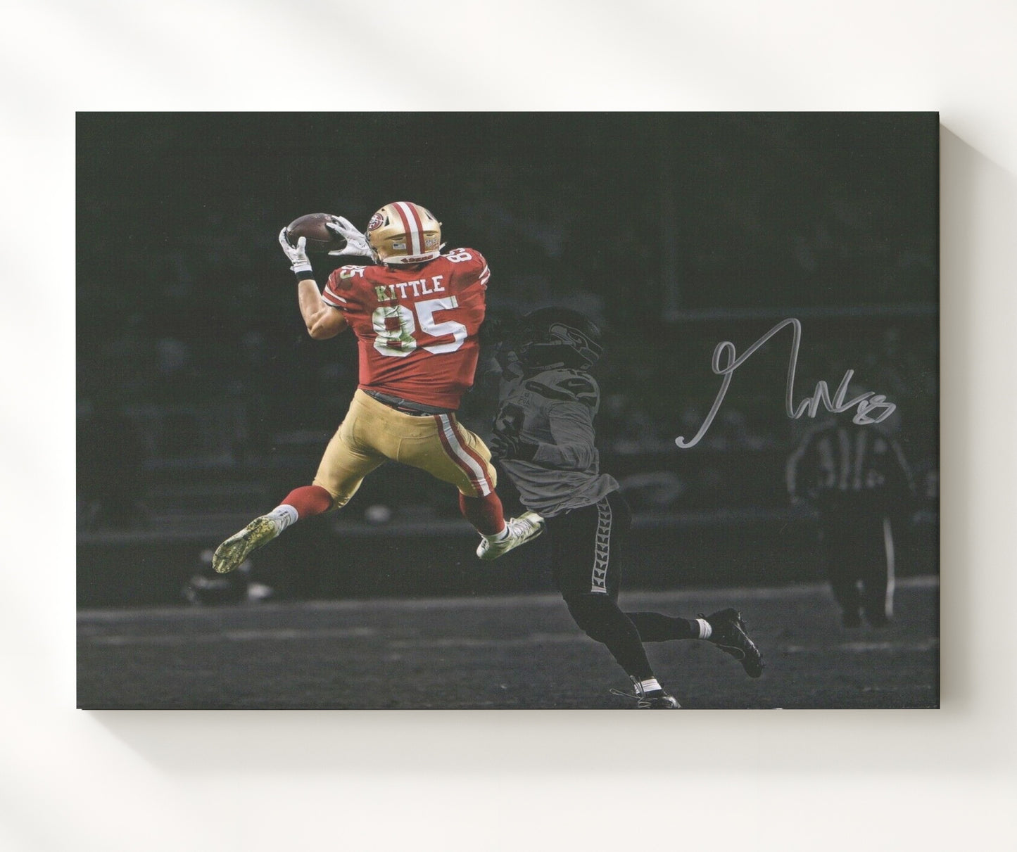 George Kittle - Spotlight Grab Football Wall Art - football wall art print