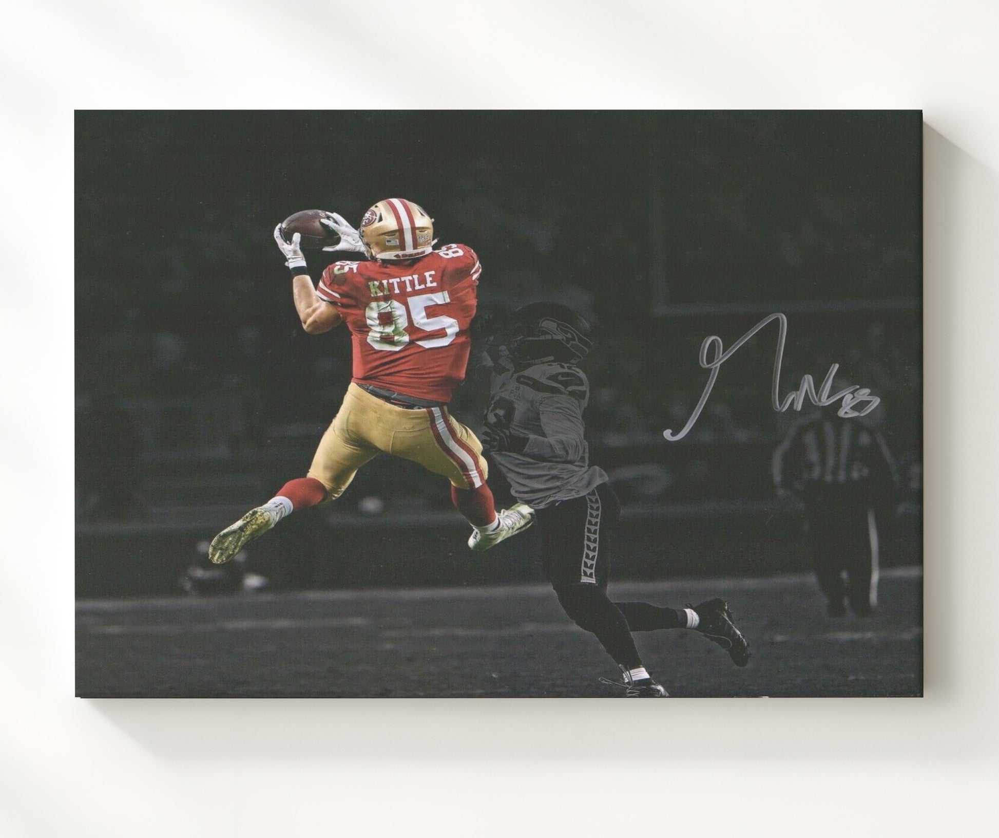 George Kittle - Spotlight Grab Football Wall Art - football wall art print