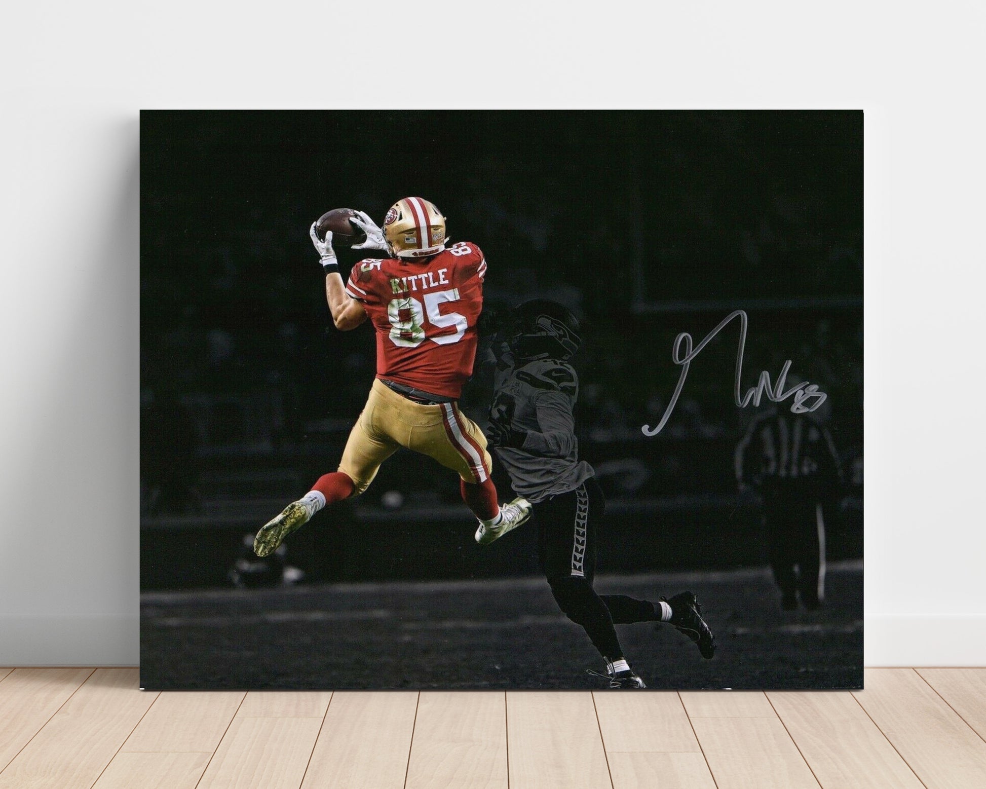 George Kittle - Spotlight Grab Football Wall Art - football wall art print