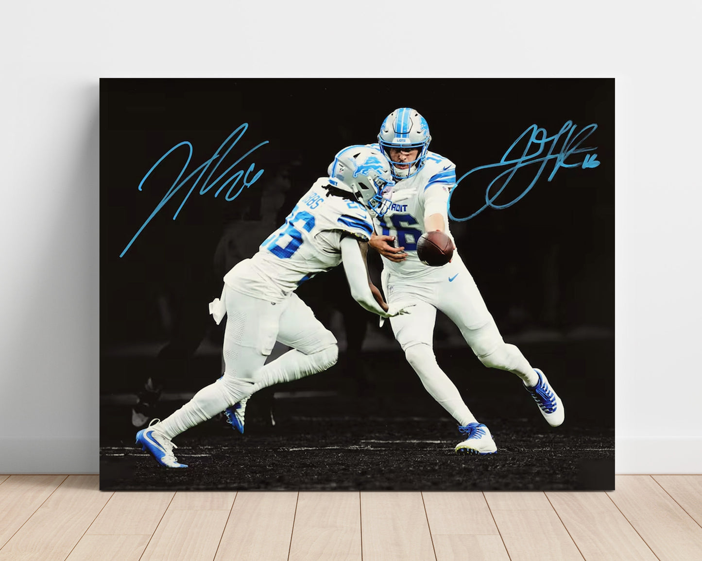 Gibbs and Goff - Lions Rising Vintage Football Wall Art - 16x20 Unframed Print football decor