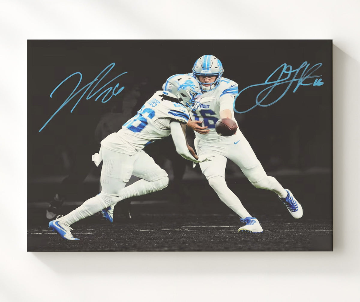 Gibbs and Goff - Lions Rising 8x10 Canvas vintage football wall art