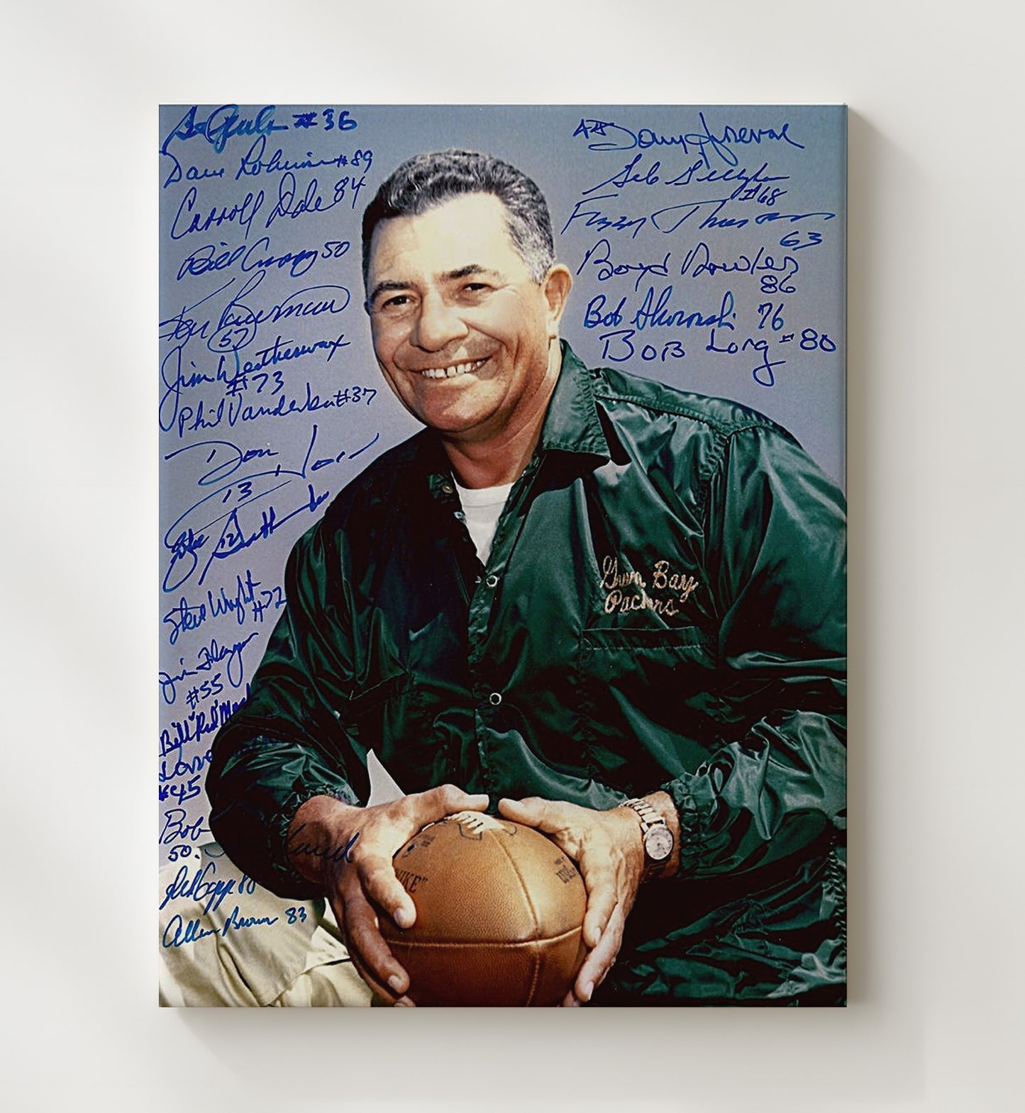Green Bay Football - Vince Lombardi 1966 Team Portrait Signed Football Wall Art - football wall art print