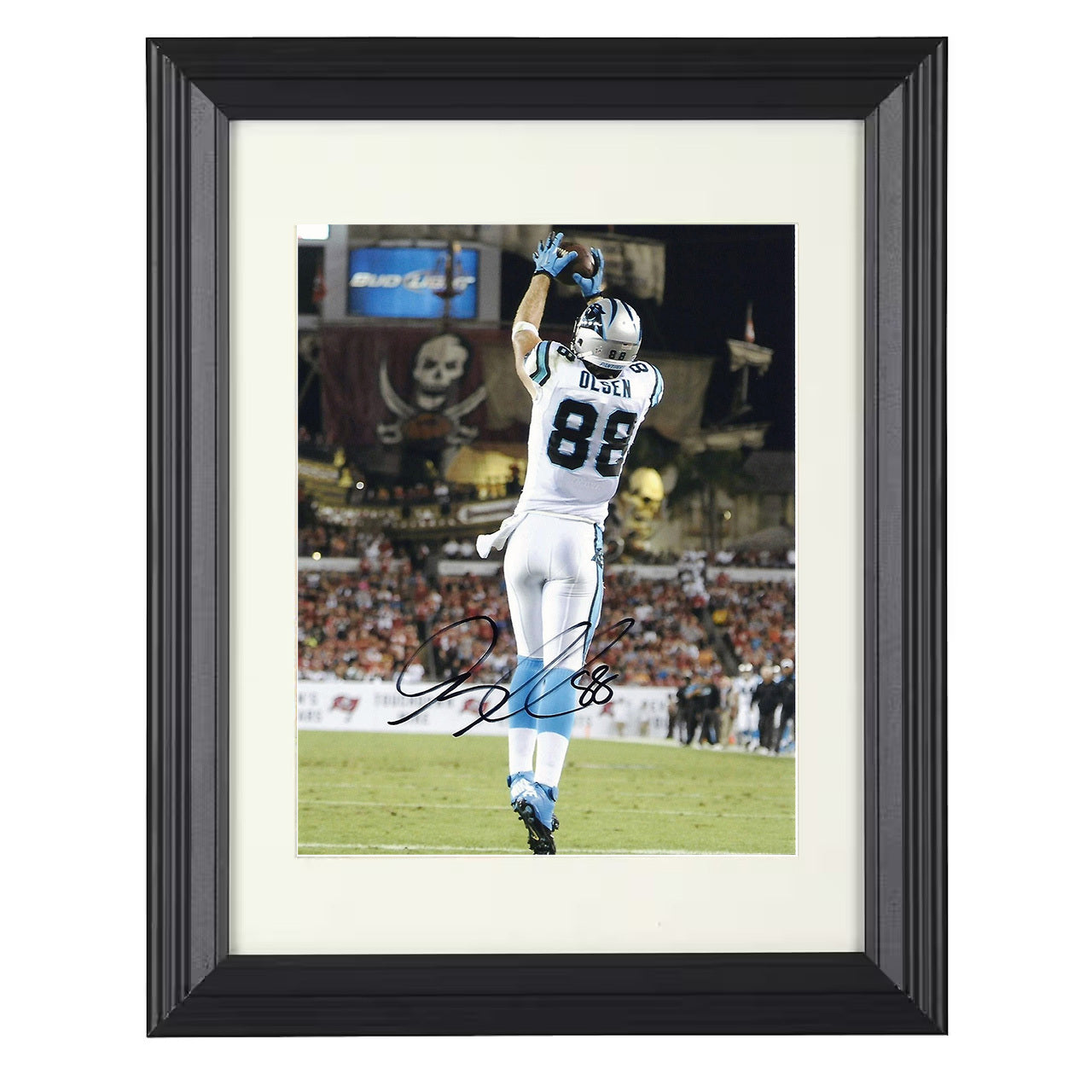 Greg Olsen – Hands Like Glue Image – 8x10 black beveled framed football wall art