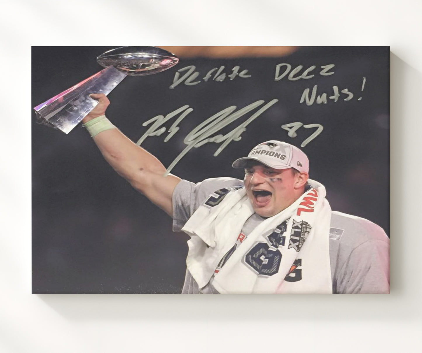 Gronkowski Trophy - Deflated Deez Nuts Football Wall Art - football wall art print