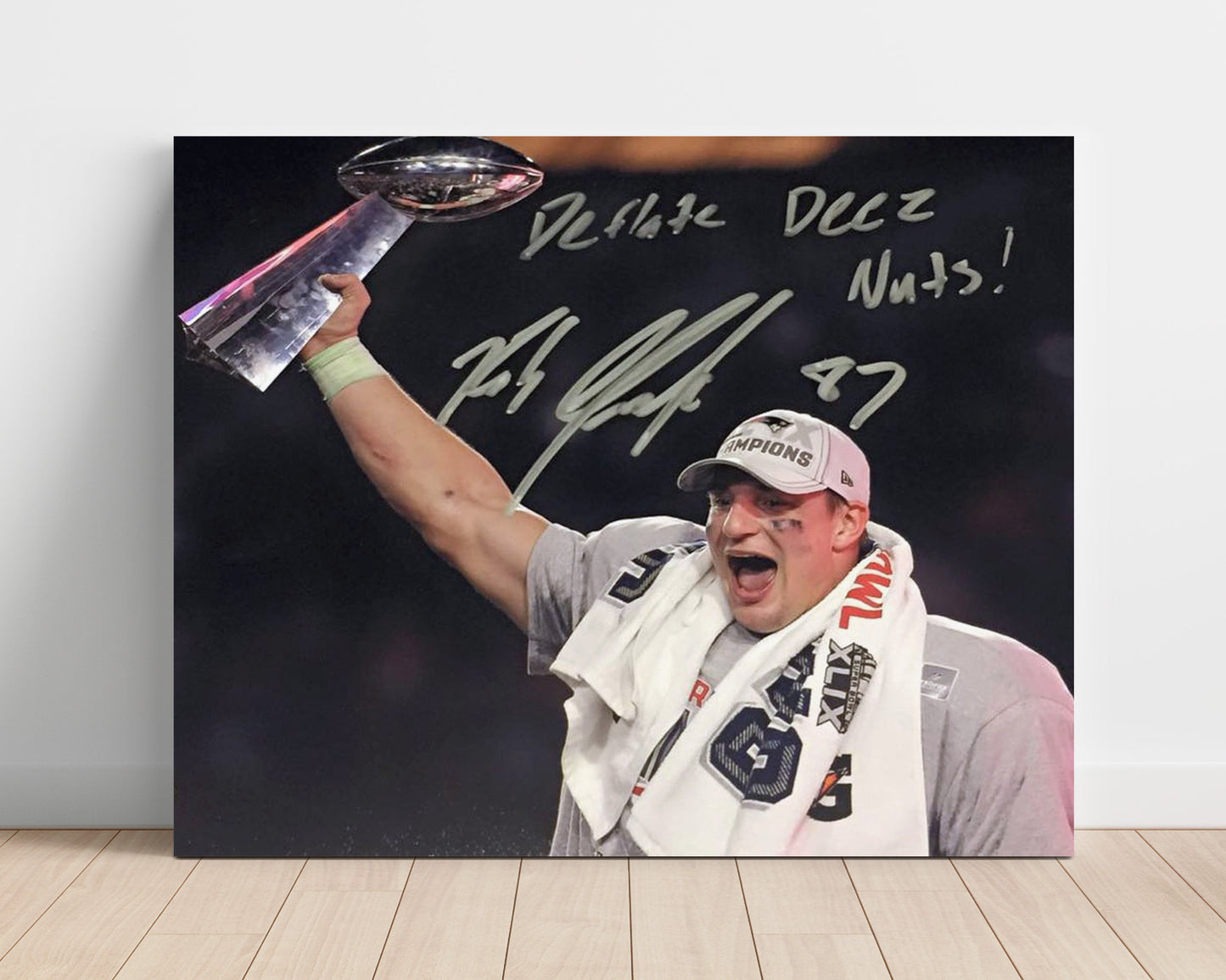 Gronkowski Trophy - Deflated Deez Nuts Vintage Football Wall Art - 16x20 Unframed Print football decor