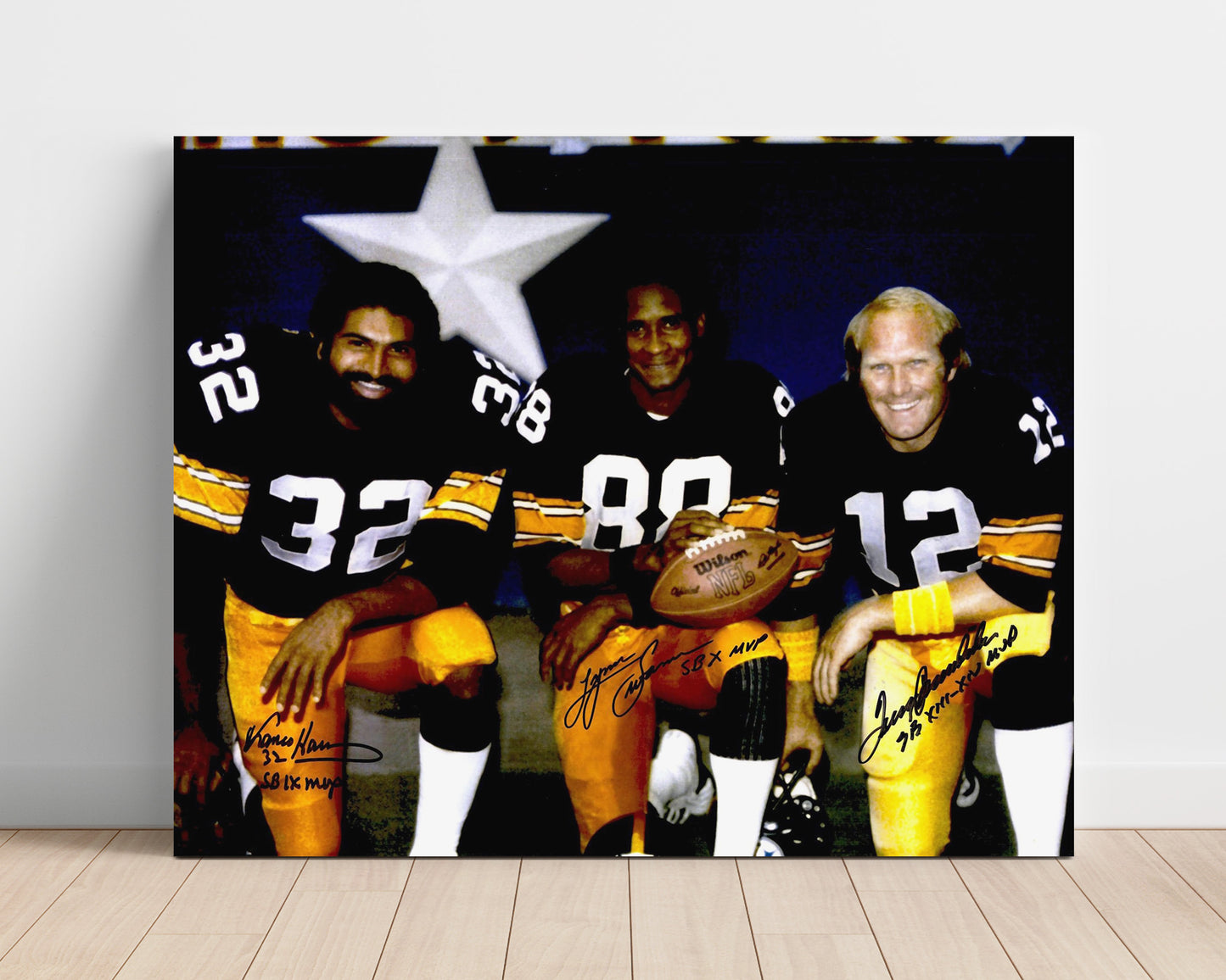 Harris Swann and Bradshaw - Steelers Dynasty Vintage Football Wall Art - 16x20 Unframed Print football decor