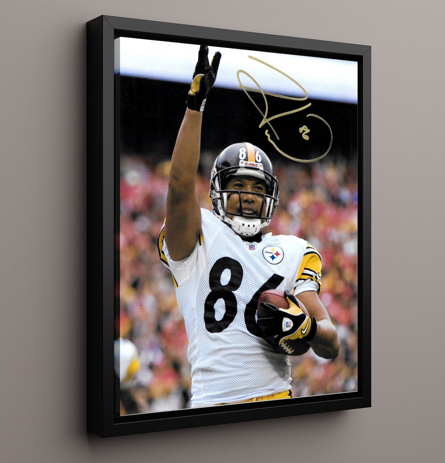 Hines Ward - Smile Assassin Vintage Football Wall Art - 16x20 Framed Canvas football decor