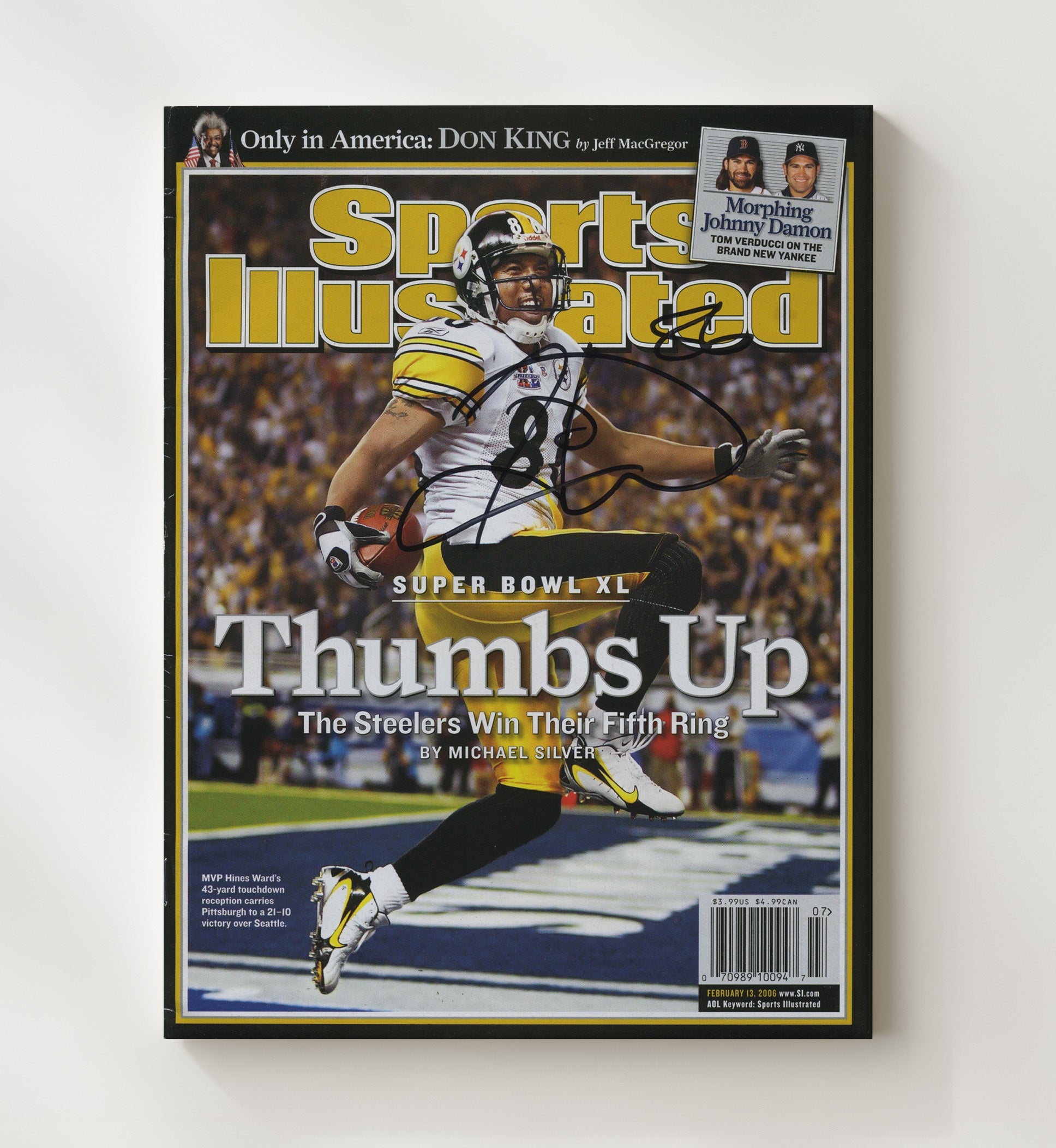 Hines Ward Thumbs Up - Fifth Ring Flair Vintage Football Wall Art - 20x24 Canvas football decor